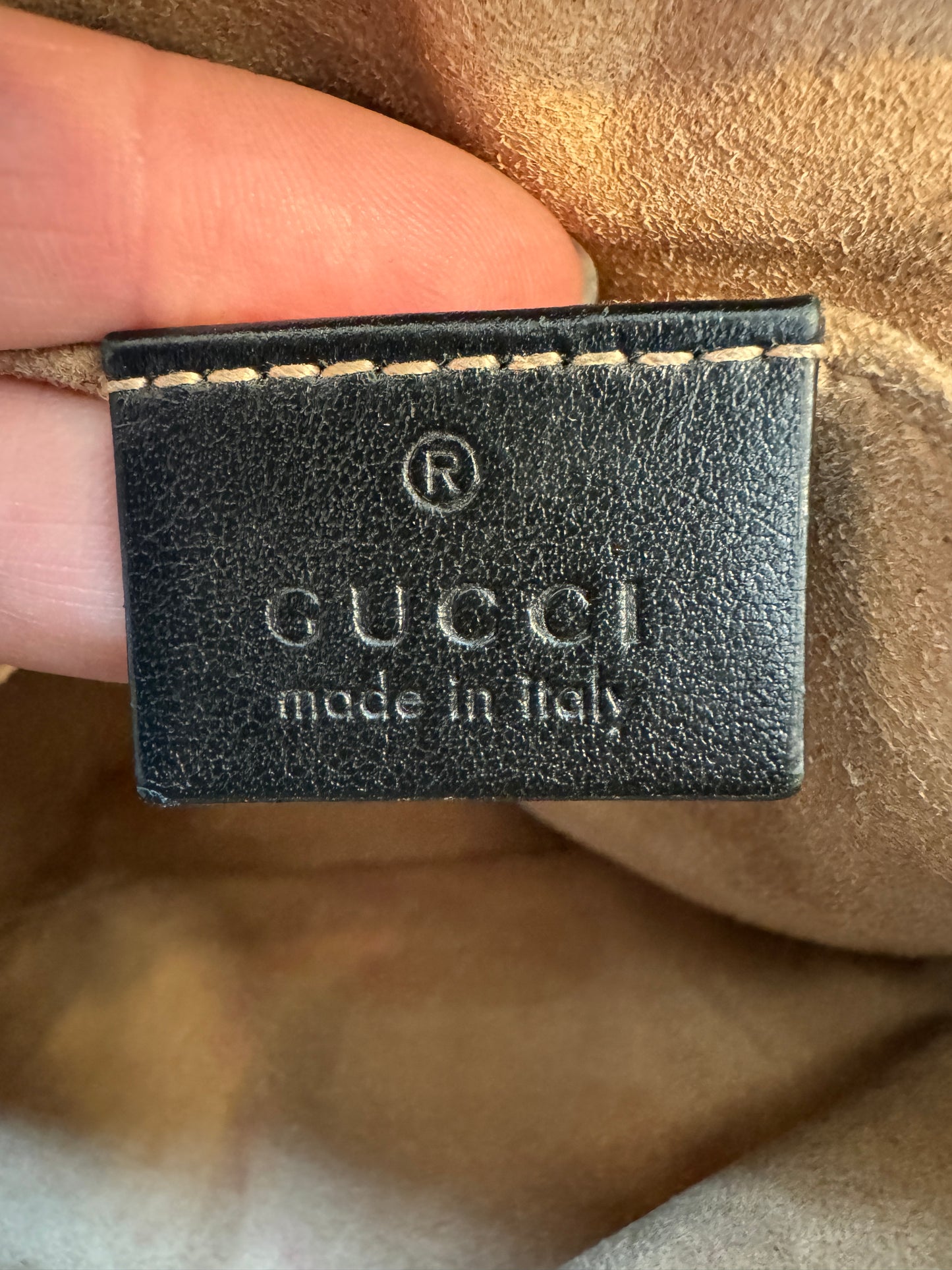 GUCCI Black Leather GG Marmont Small Camera Bag