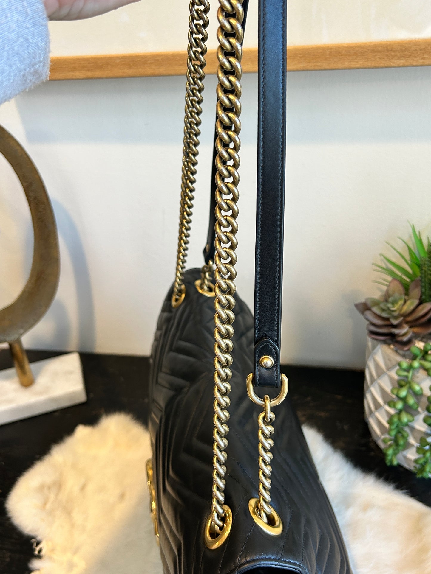 GUCCI Large GG Marmont Matelasse 2Way Flap Bag