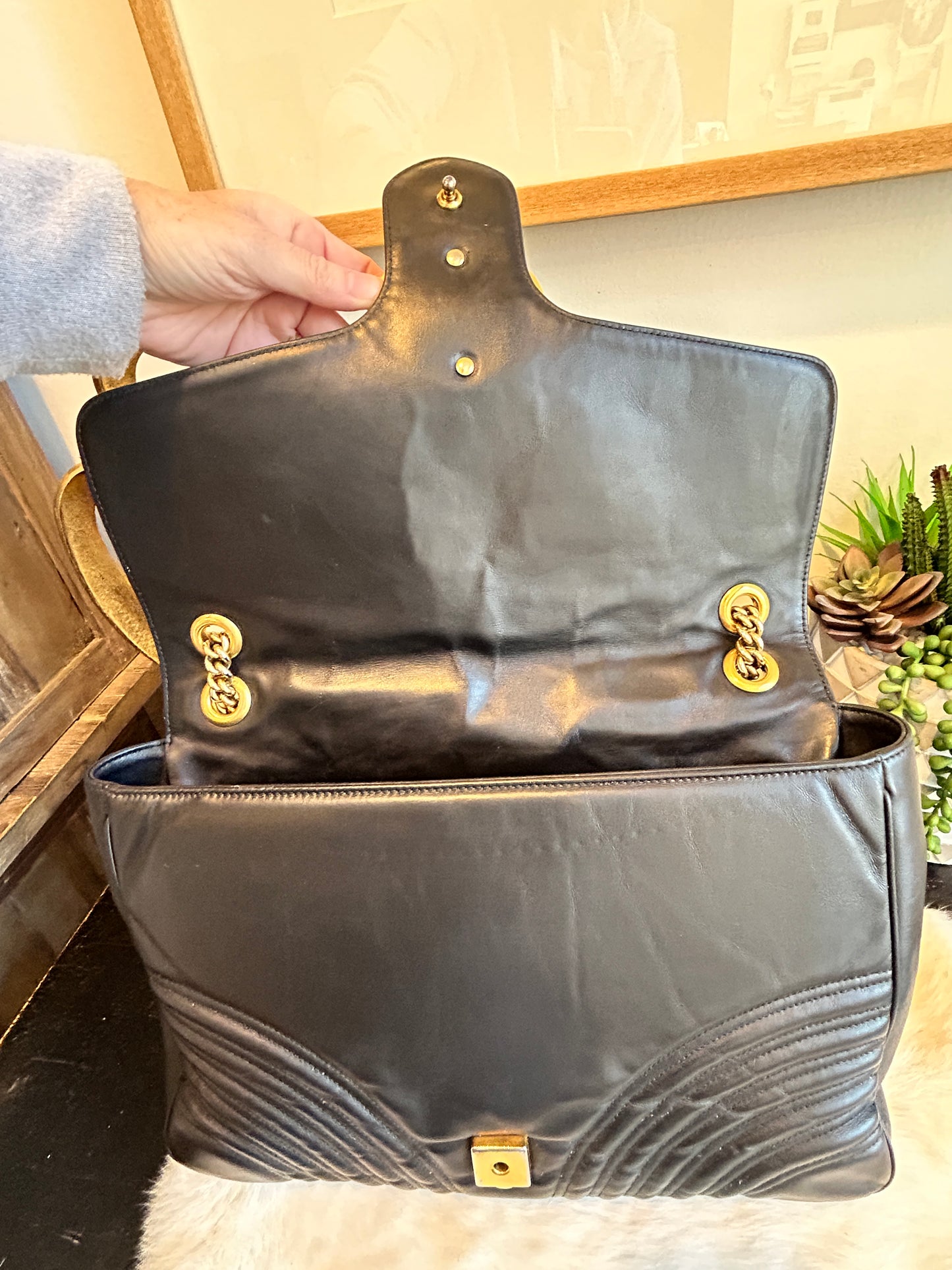 GUCCI Large GG Marmont Matelasse 2Way Flap Bag