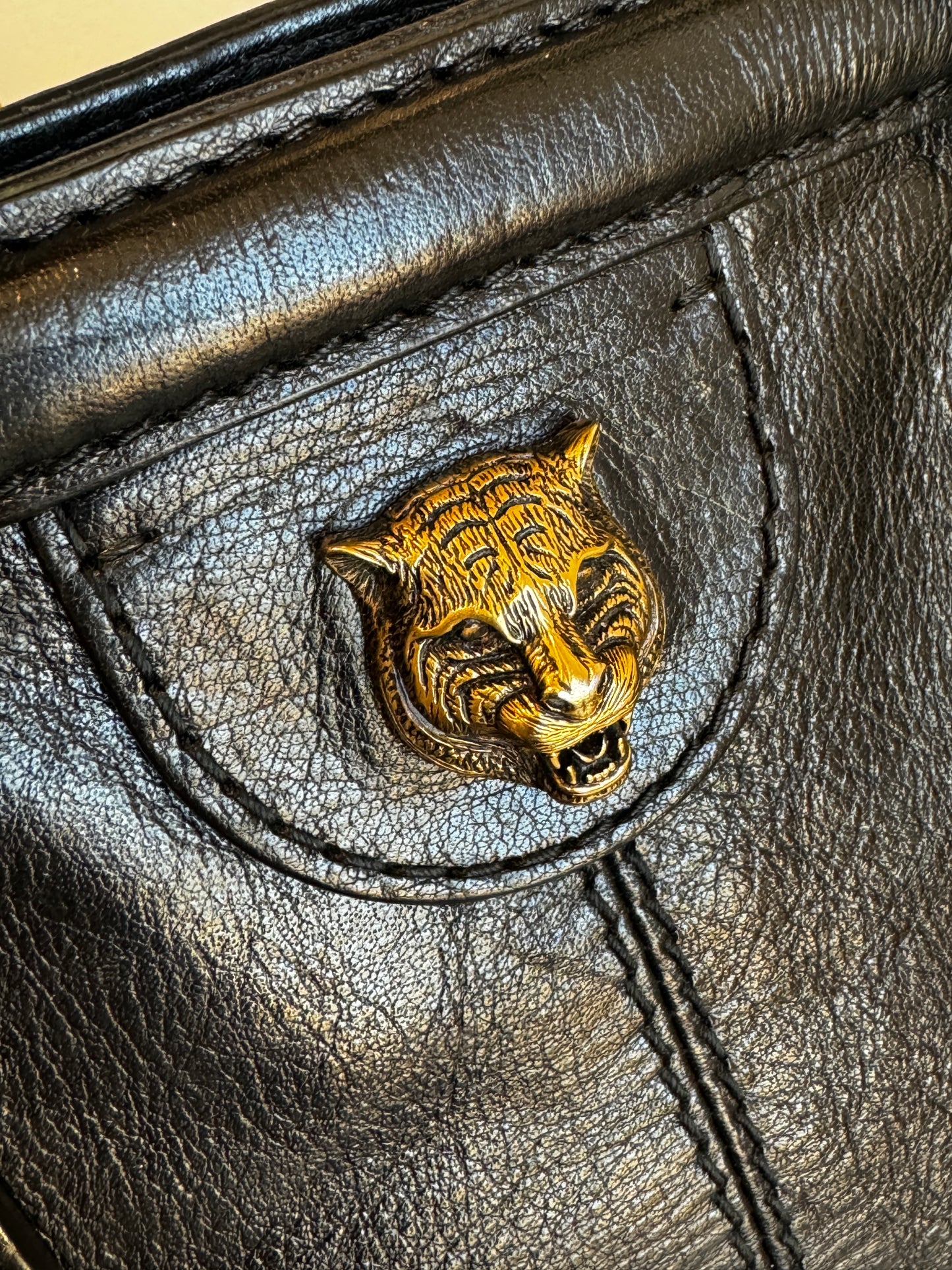 GUCCI Re Belle 2-Way Medium Crumpled Calfskin Black Bag