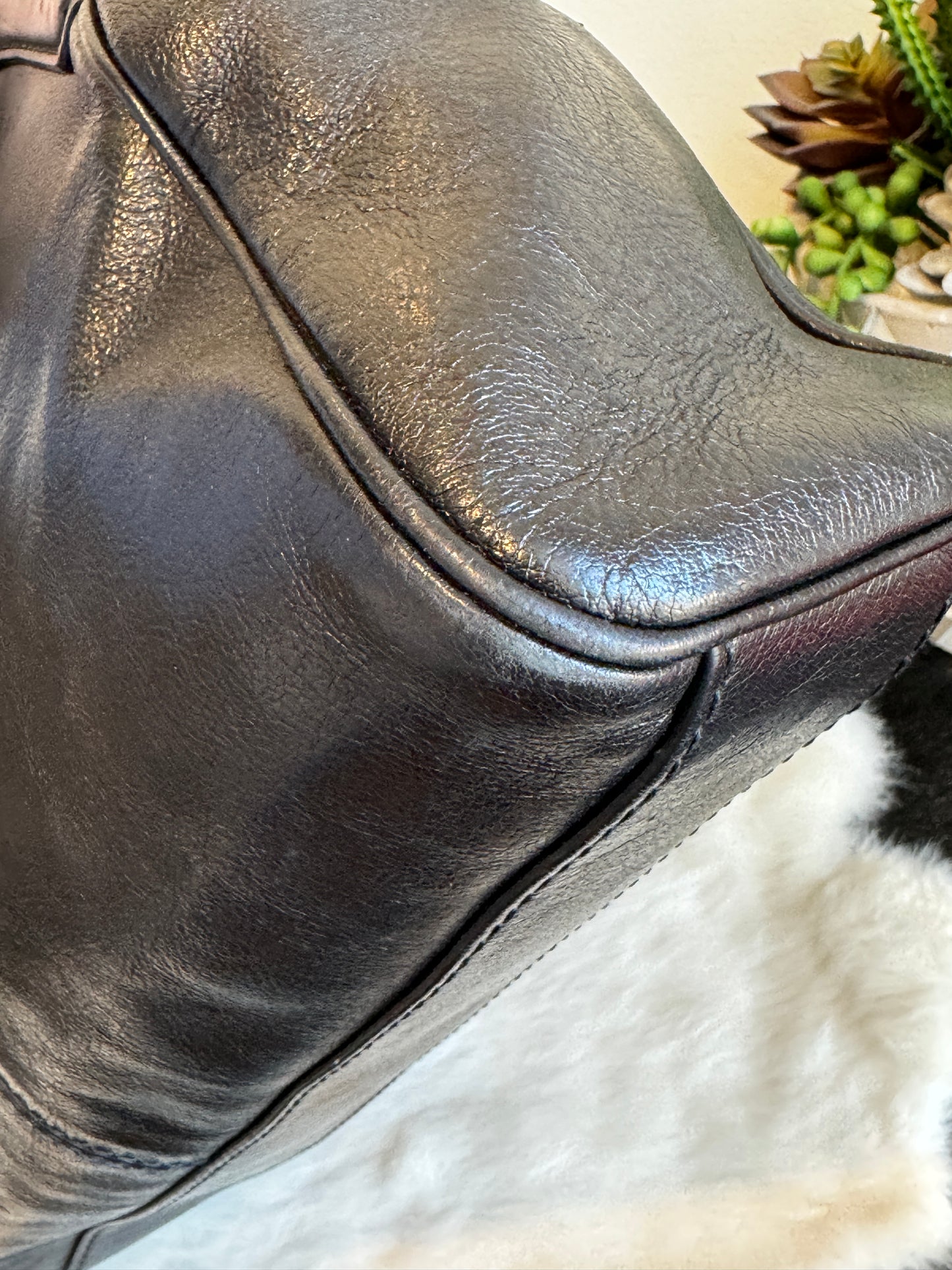 GUCCI Re Belle 2-Way Medium Crumpled Calfskin Black Bag