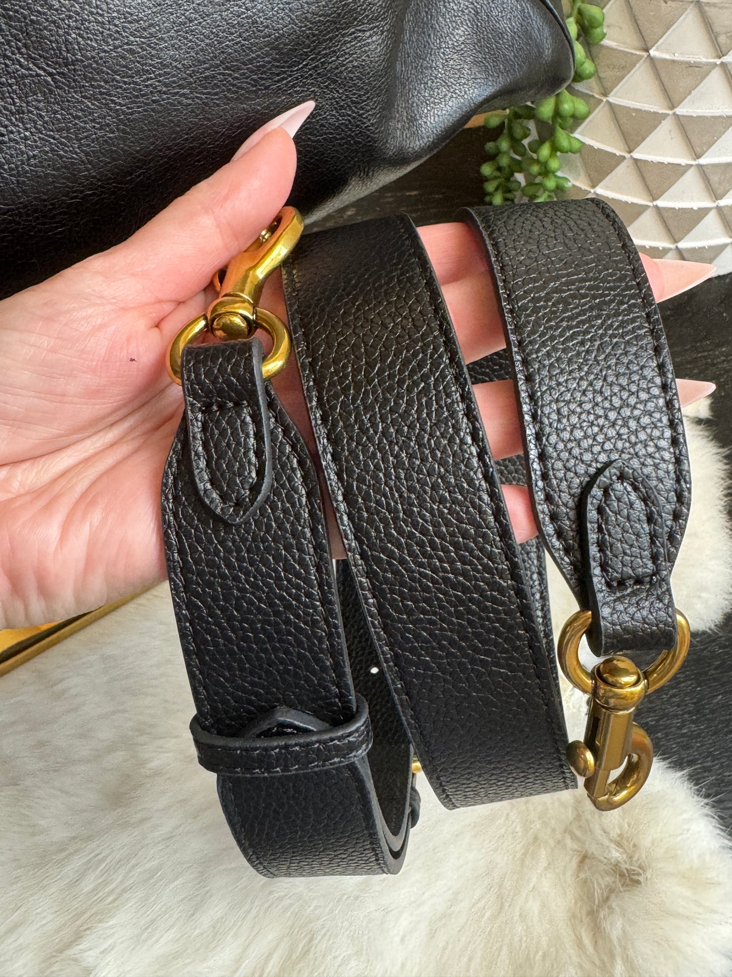 GUCCI Re Belle 2-Way Medium Crumpled Calfskin Black Bag