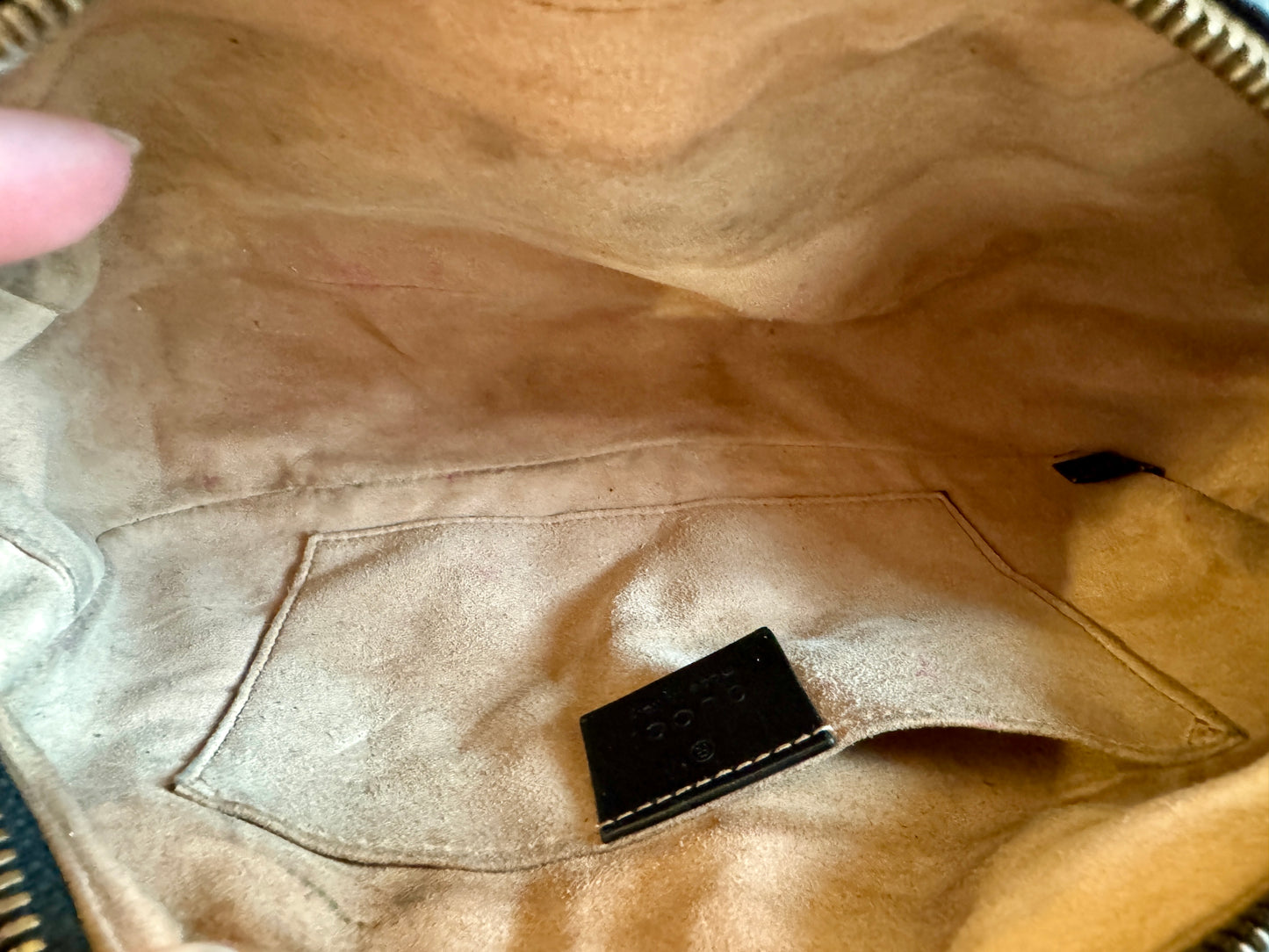 GUCCI Black Leather GG Marmont Small Camera Bag