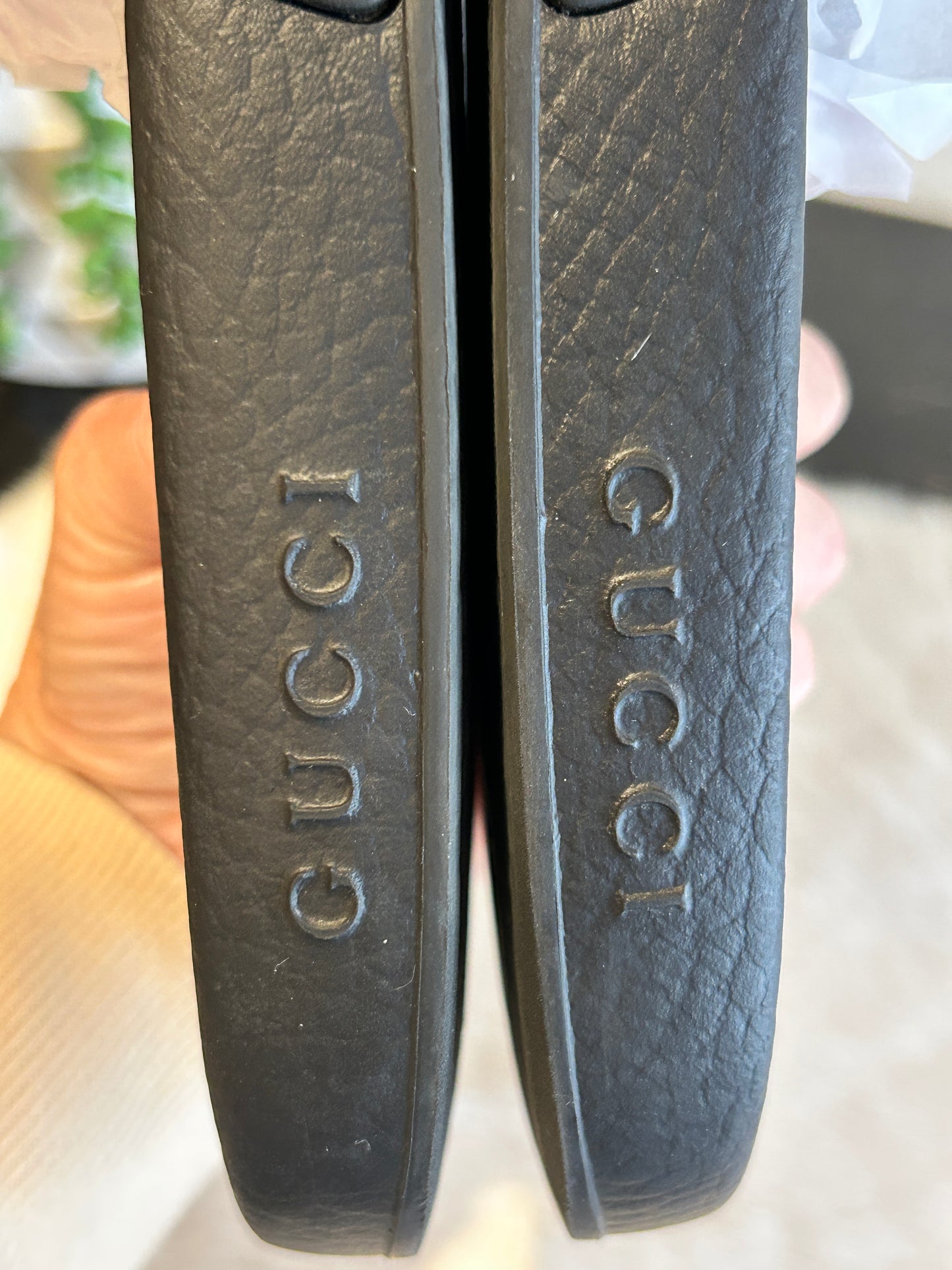 GUCCI Black Logo Women's Rubber Slides 39EU