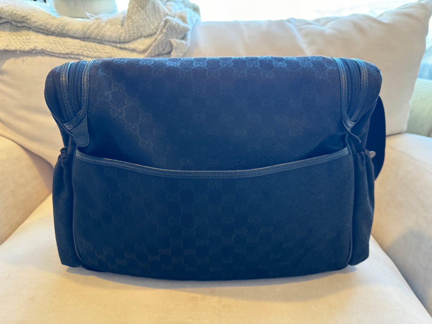 GUCCI Black Canvas Diaper Bag