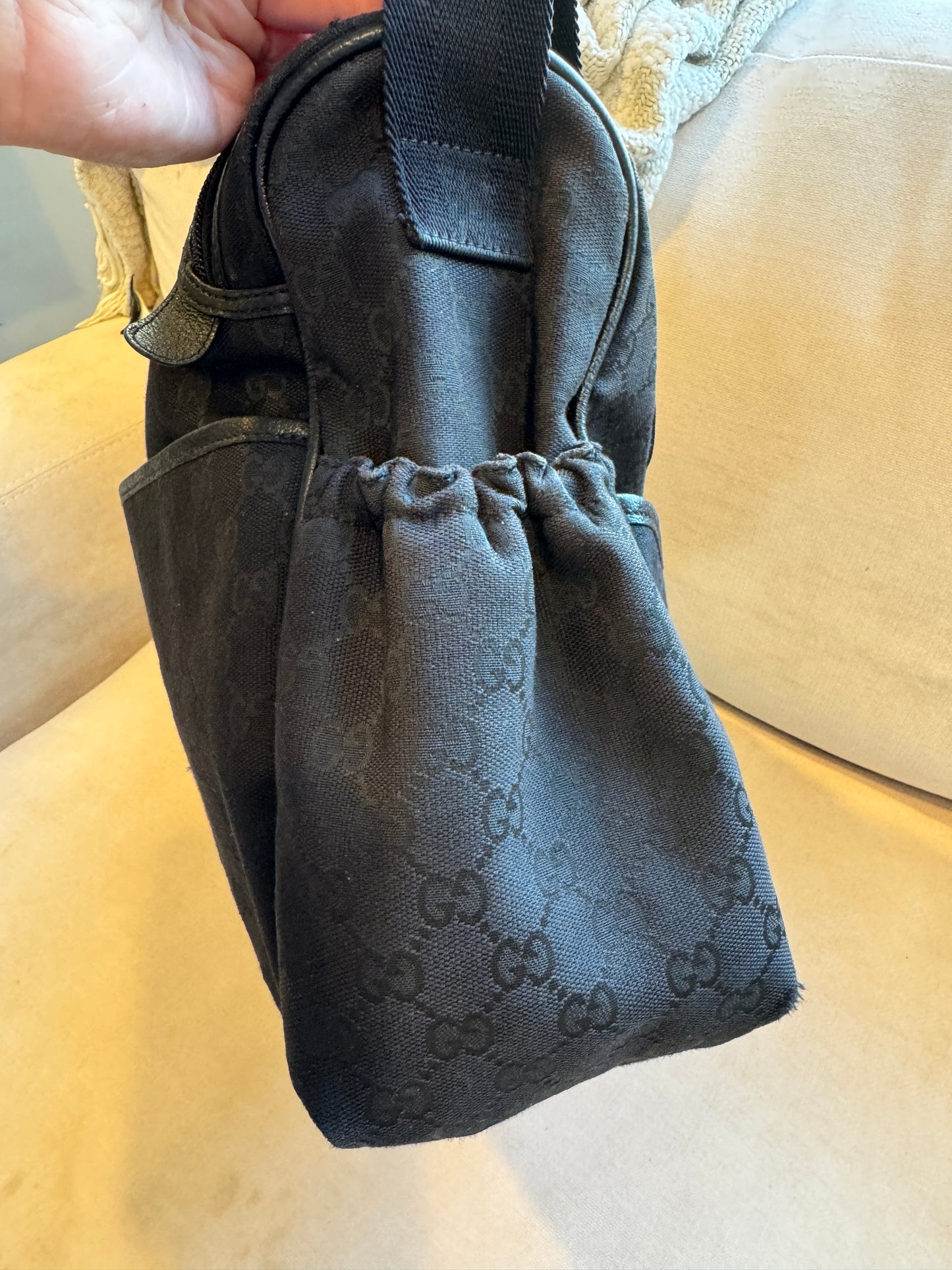 GUCCI Black Canvas Diaper Bag
