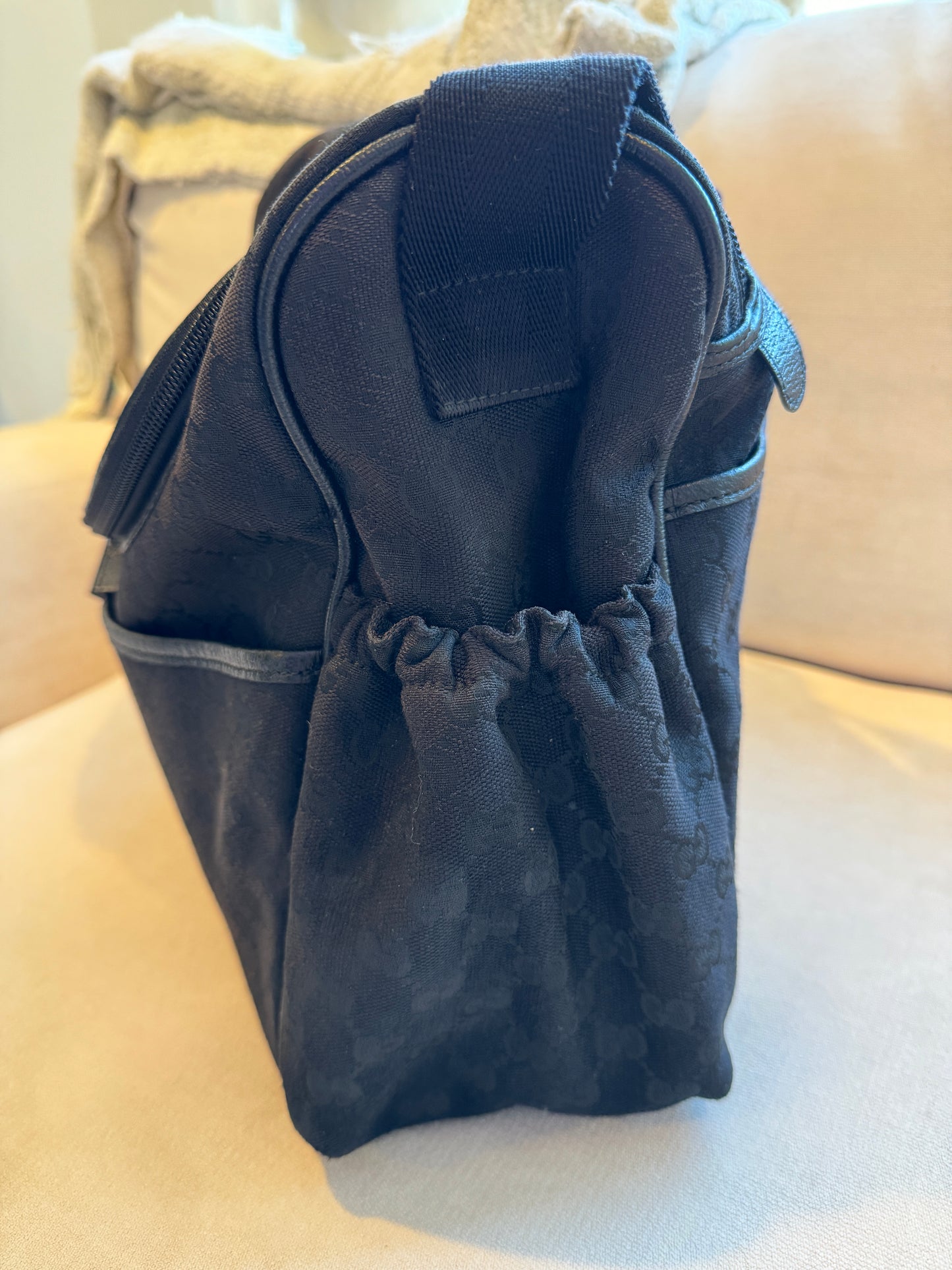 GUCCI Black Canvas Diaper Bag