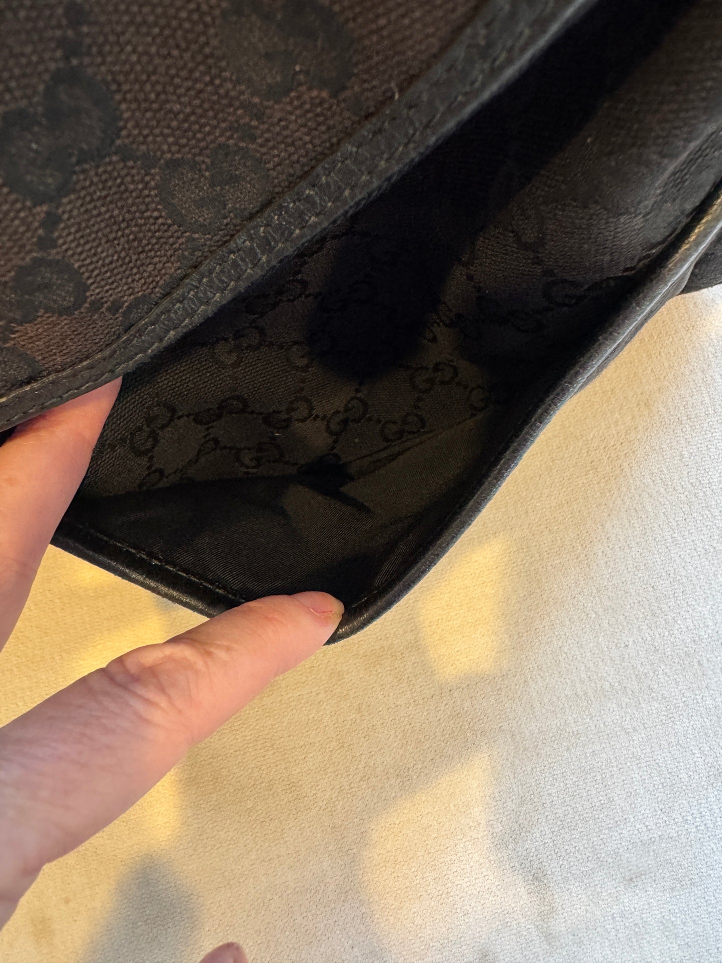 GUCCI Black Canvas Diaper Bag