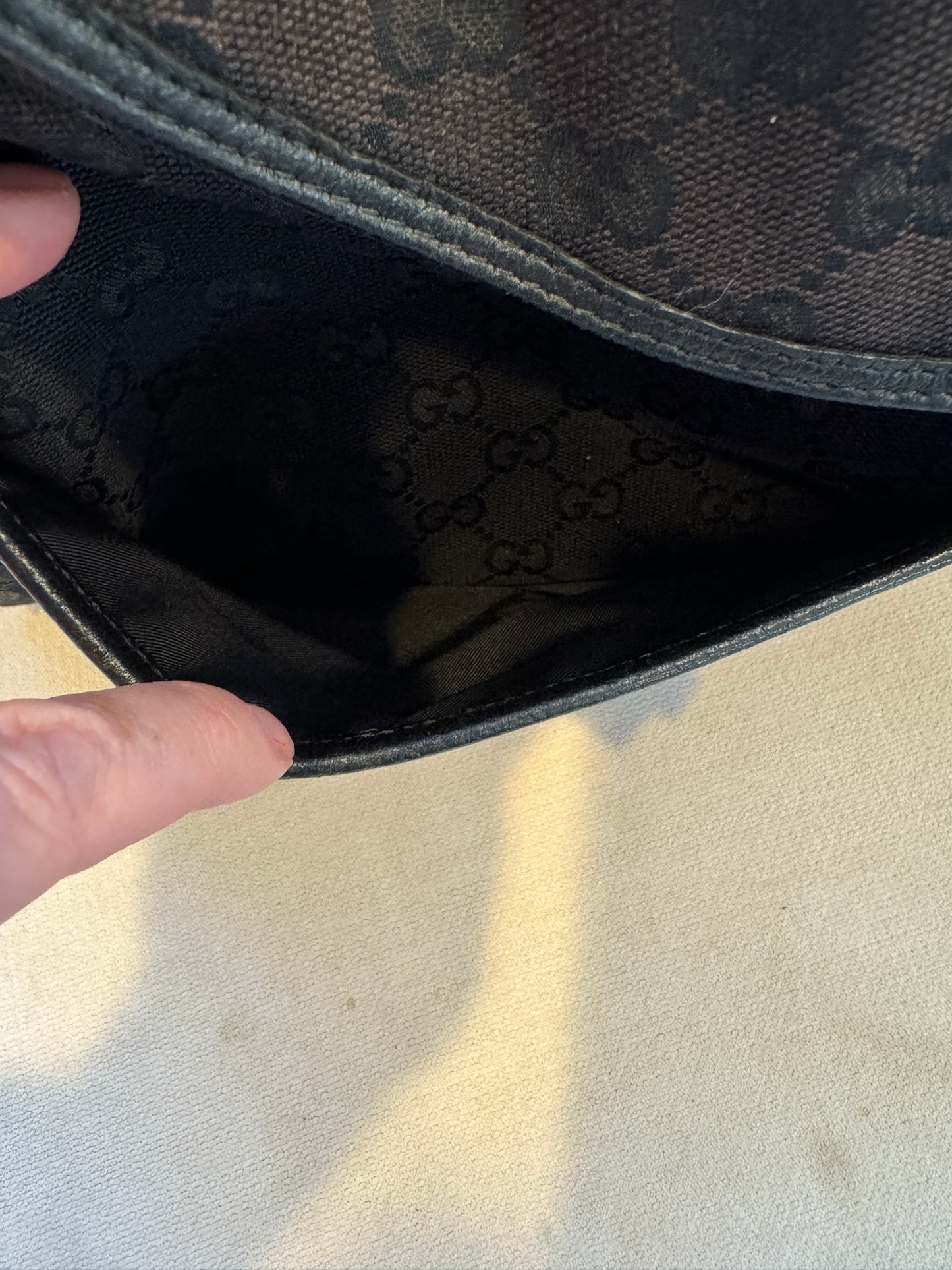 GUCCI Black Canvas Diaper Bag
