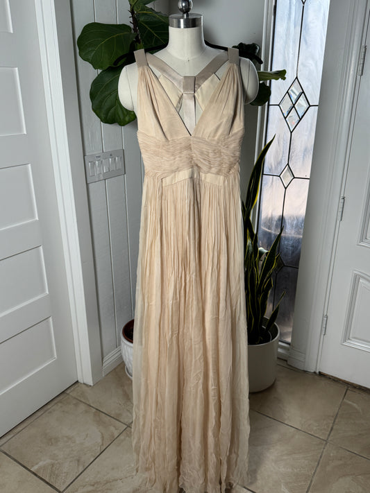 Versace Designer Couture Gown Silk Beige 38/4