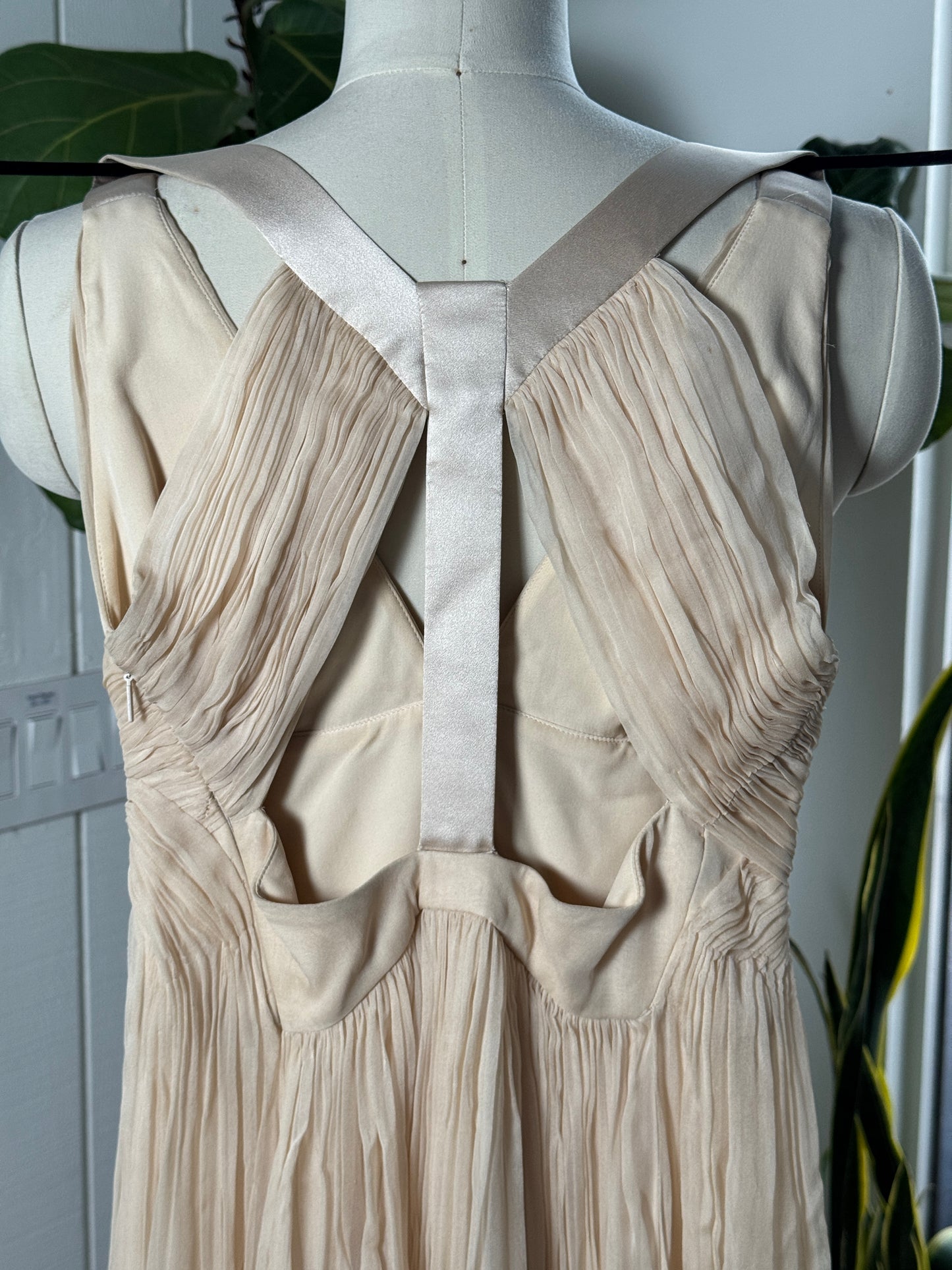Versace Designer Couture Gown Silk Beige 38/4