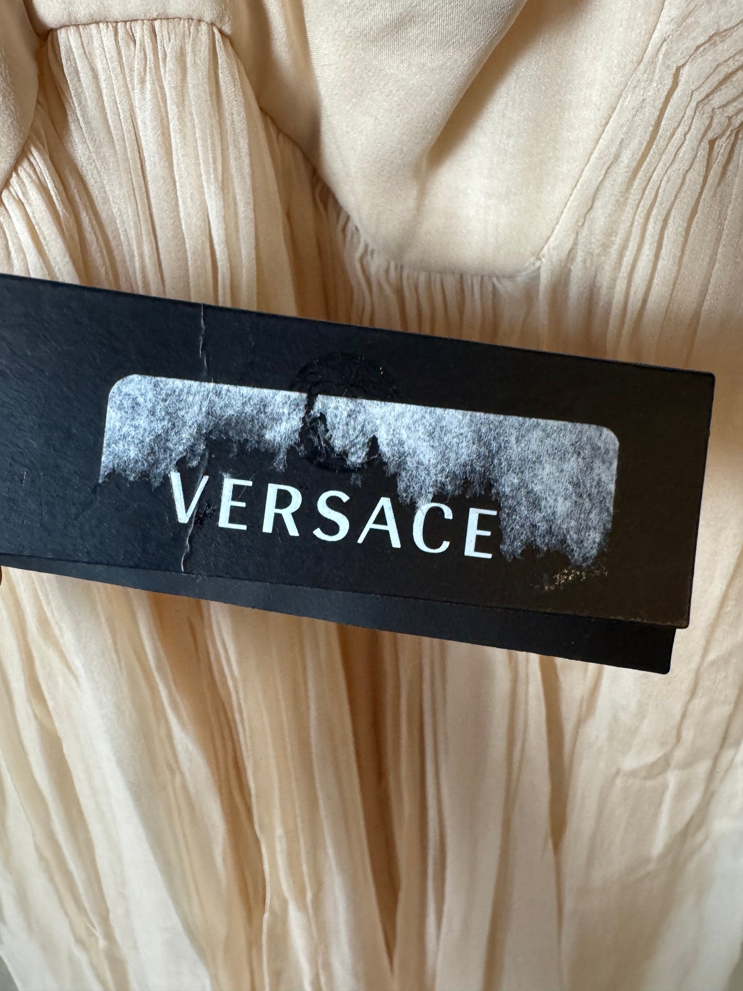 Versace Designer Couture Gown Silk Beige 38/4