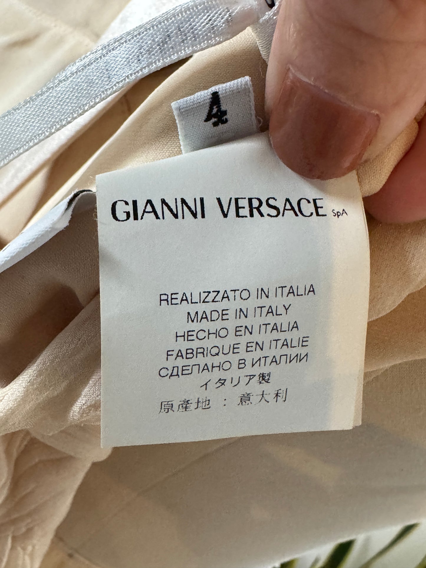 Versace Designer Couture Gown Silk Beige 38/4