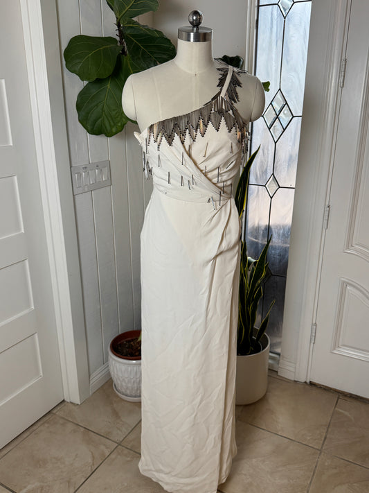 Versace Couture One Shoulder Silk Beaded Gown 40/6