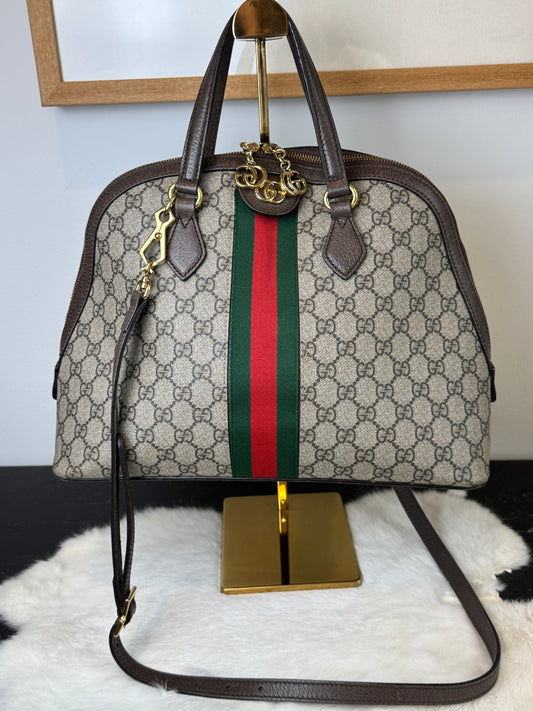GUCCI Ophidia Supreme Canvas Round Top Medium Tote