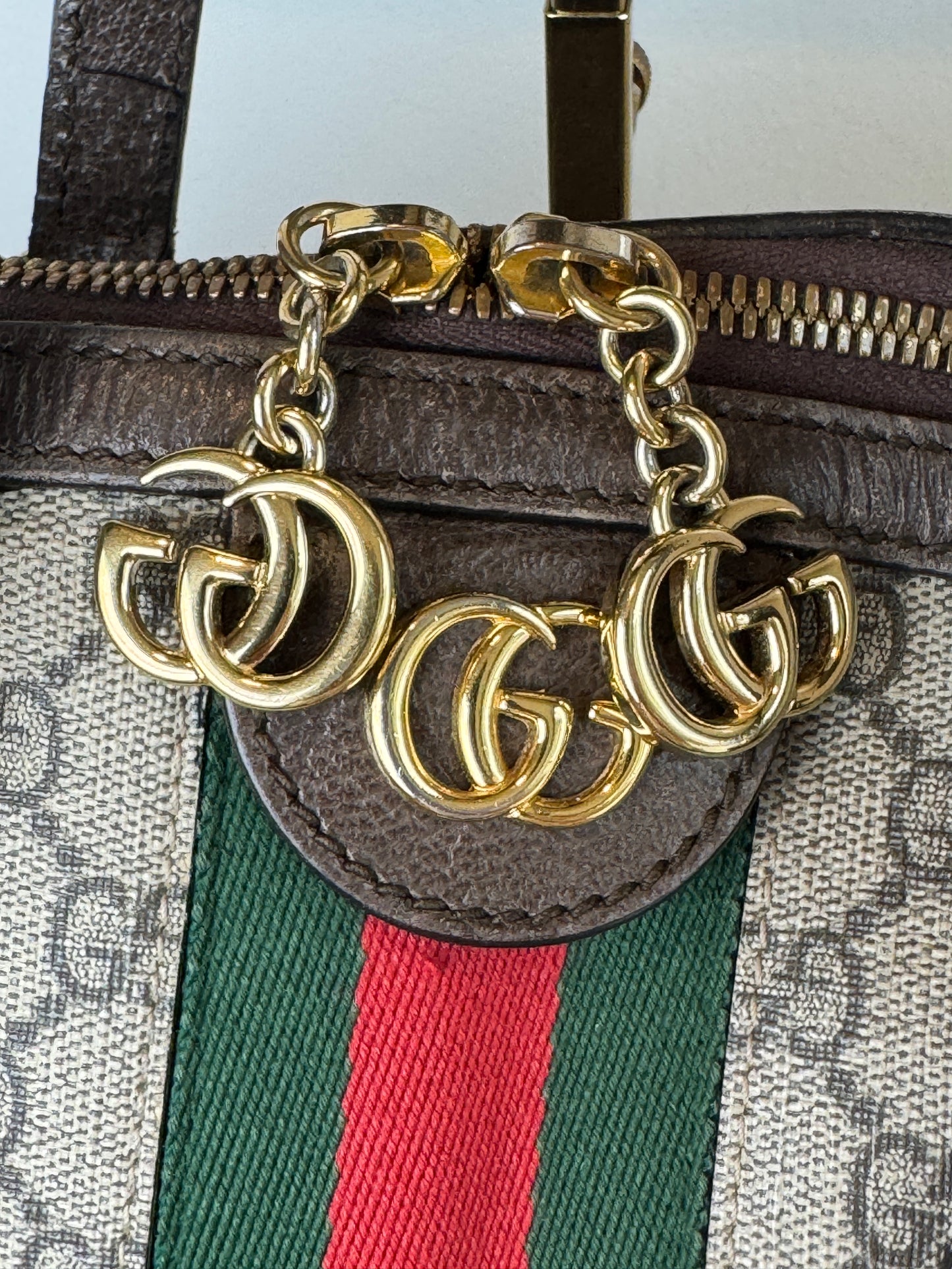GUCCI Ophidia Supreme Canvas Round Top Medium Tote