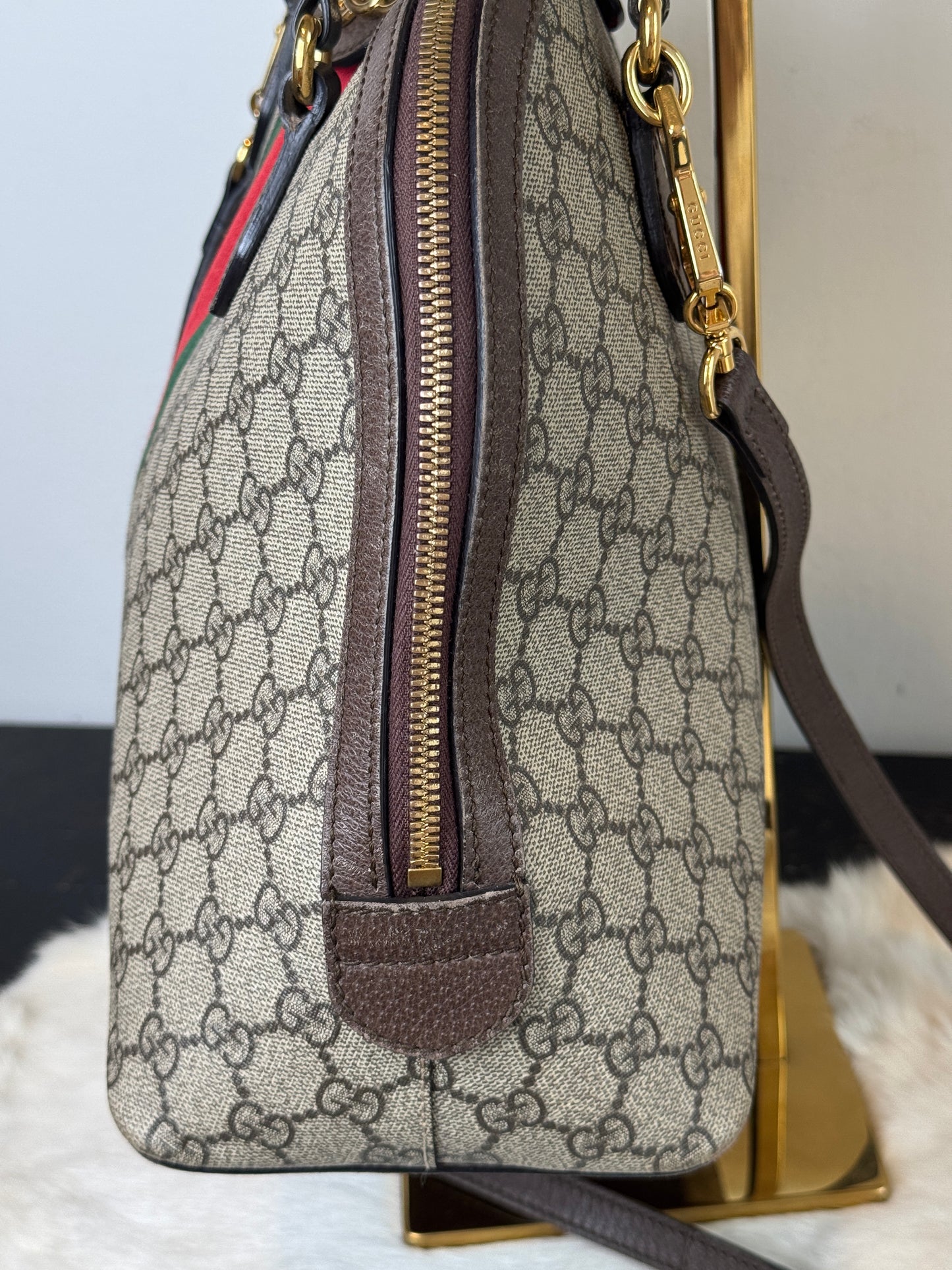 GUCCI Ophidia Supreme Canvas Round Top Medium Tote