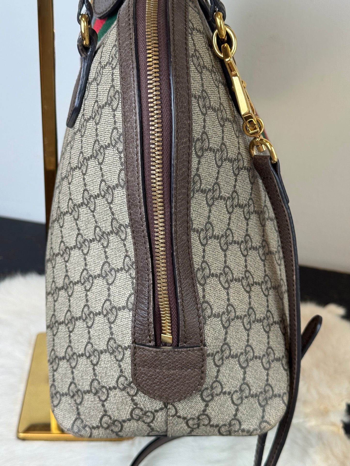 GUCCI Ophidia Supreme Canvas Round Top Medium Tote