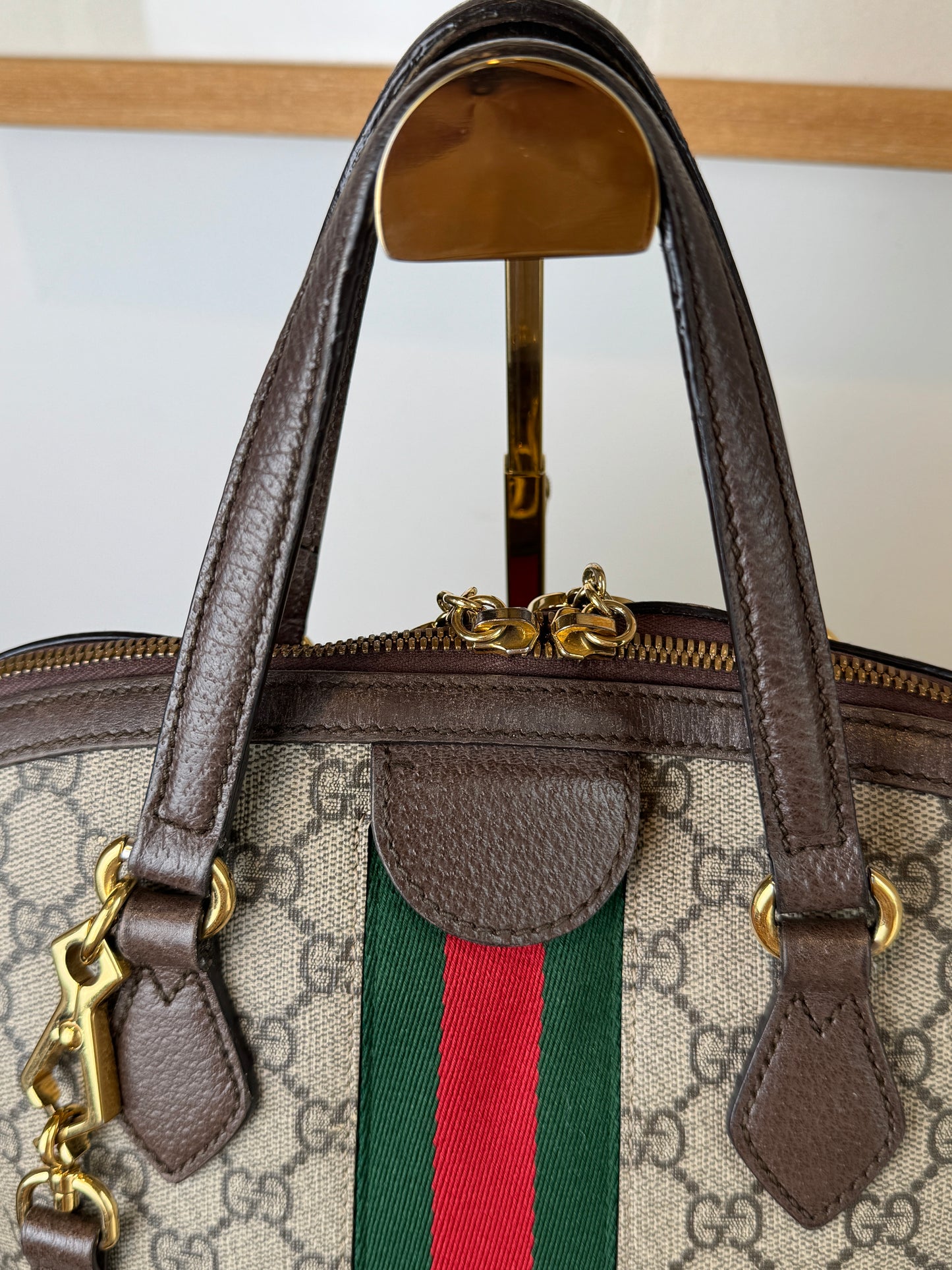 GUCCI Ophidia Supreme Canvas Round Top Medium Tote