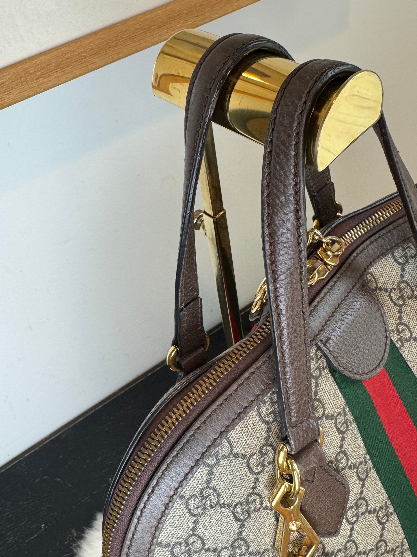 GUCCI Ophidia Supreme Canvas Round Top Medium Tote