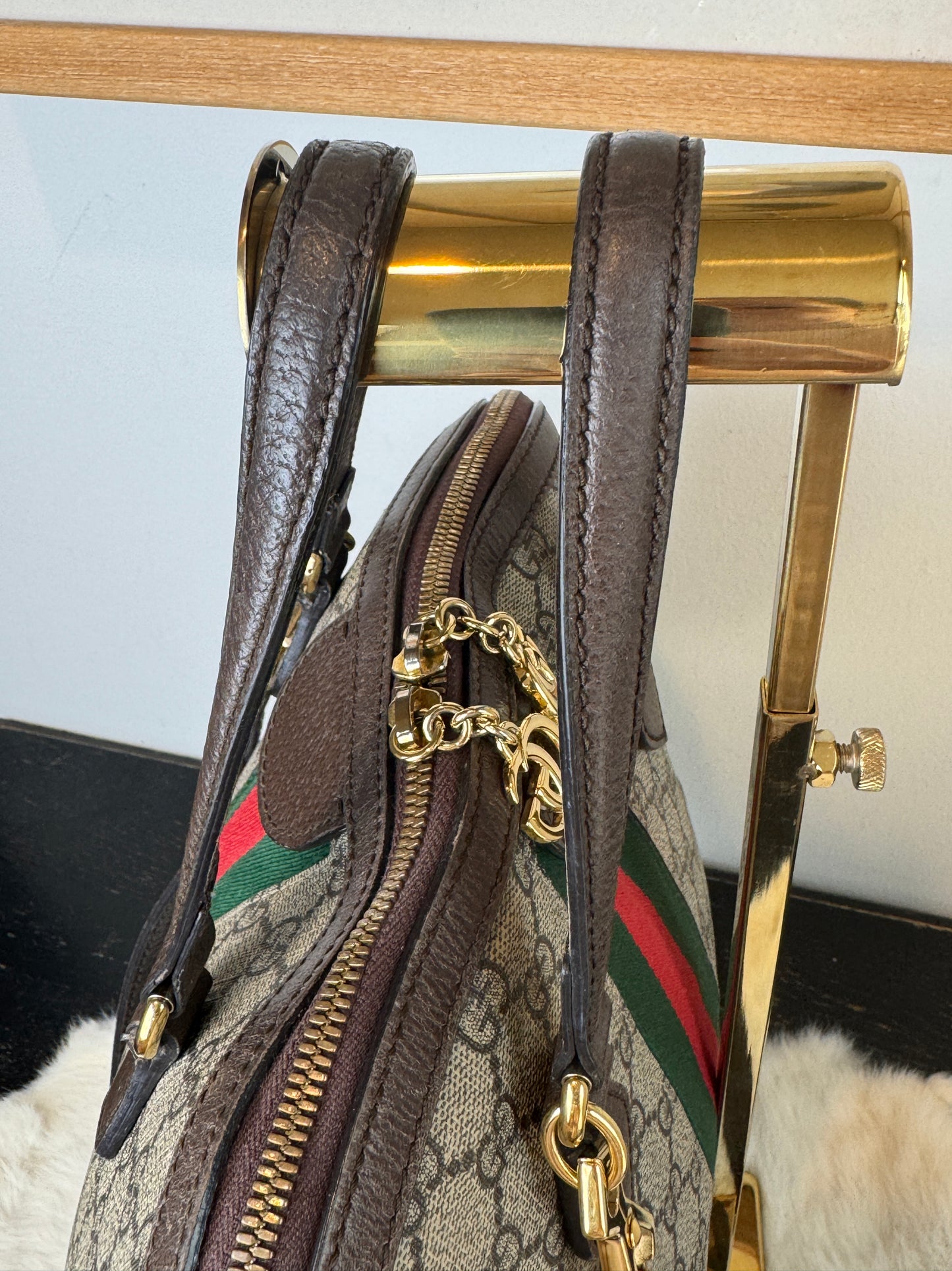 GUCCI Ophidia Supreme Canvas Round Top Medium Tote