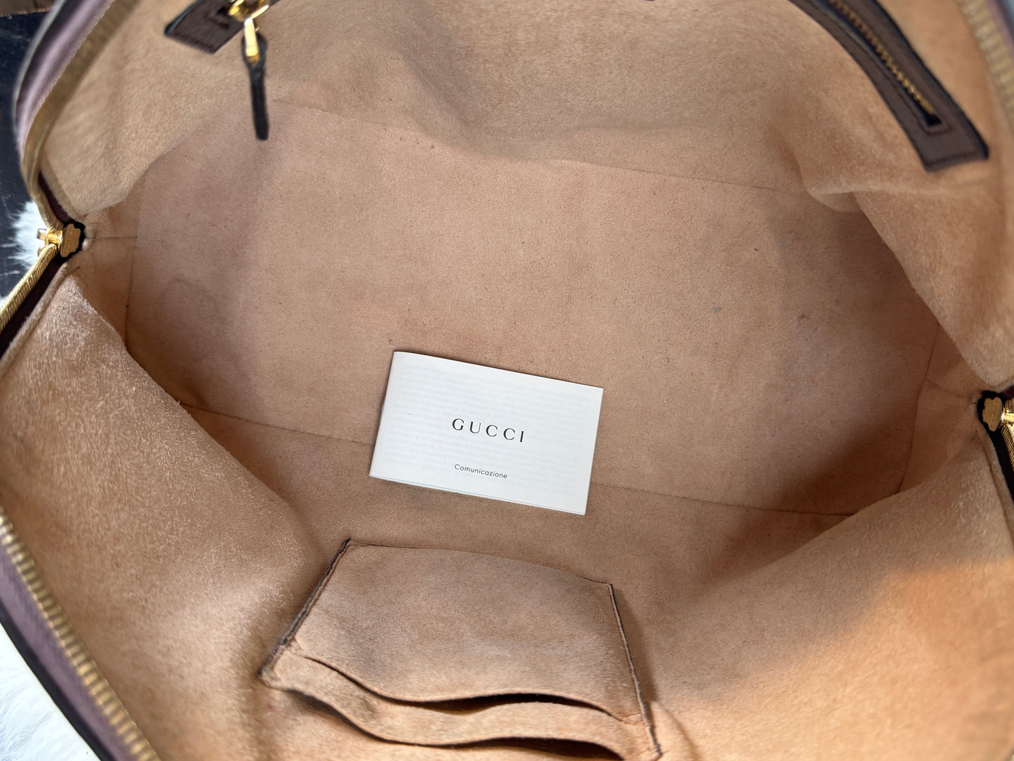 GUCCI Ophidia Supreme Canvas Round Top Medium Tote