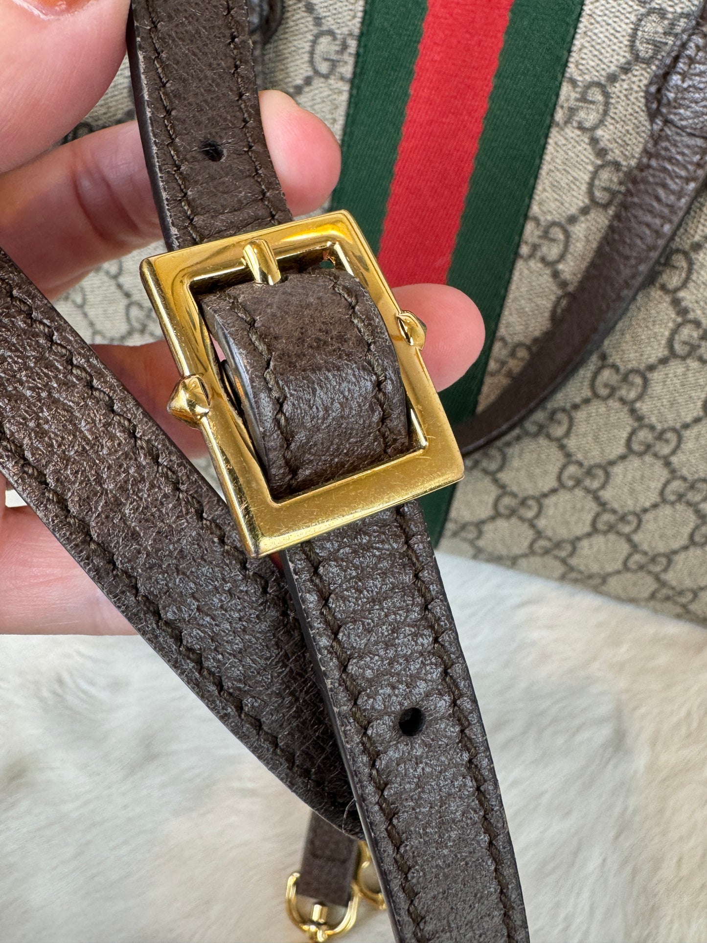 GUCCI Ophidia Supreme Canvas Round Top Medium Tote