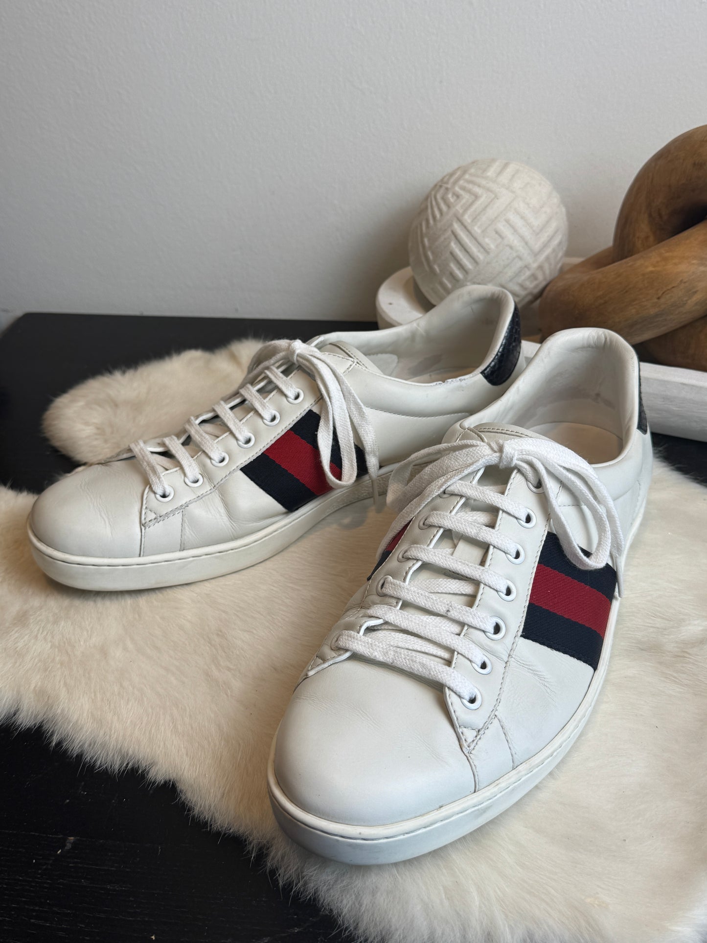 GUCCI Ace Navy/Red Web Mens 10EU