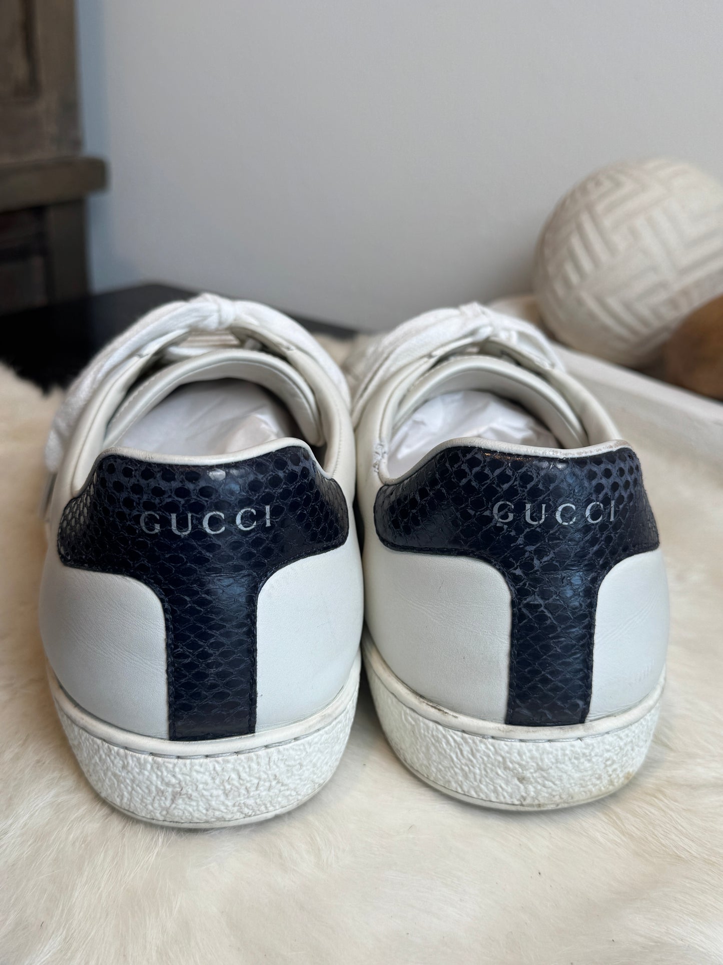 GUCCI Ace Navy/Red Web Mens 10EU