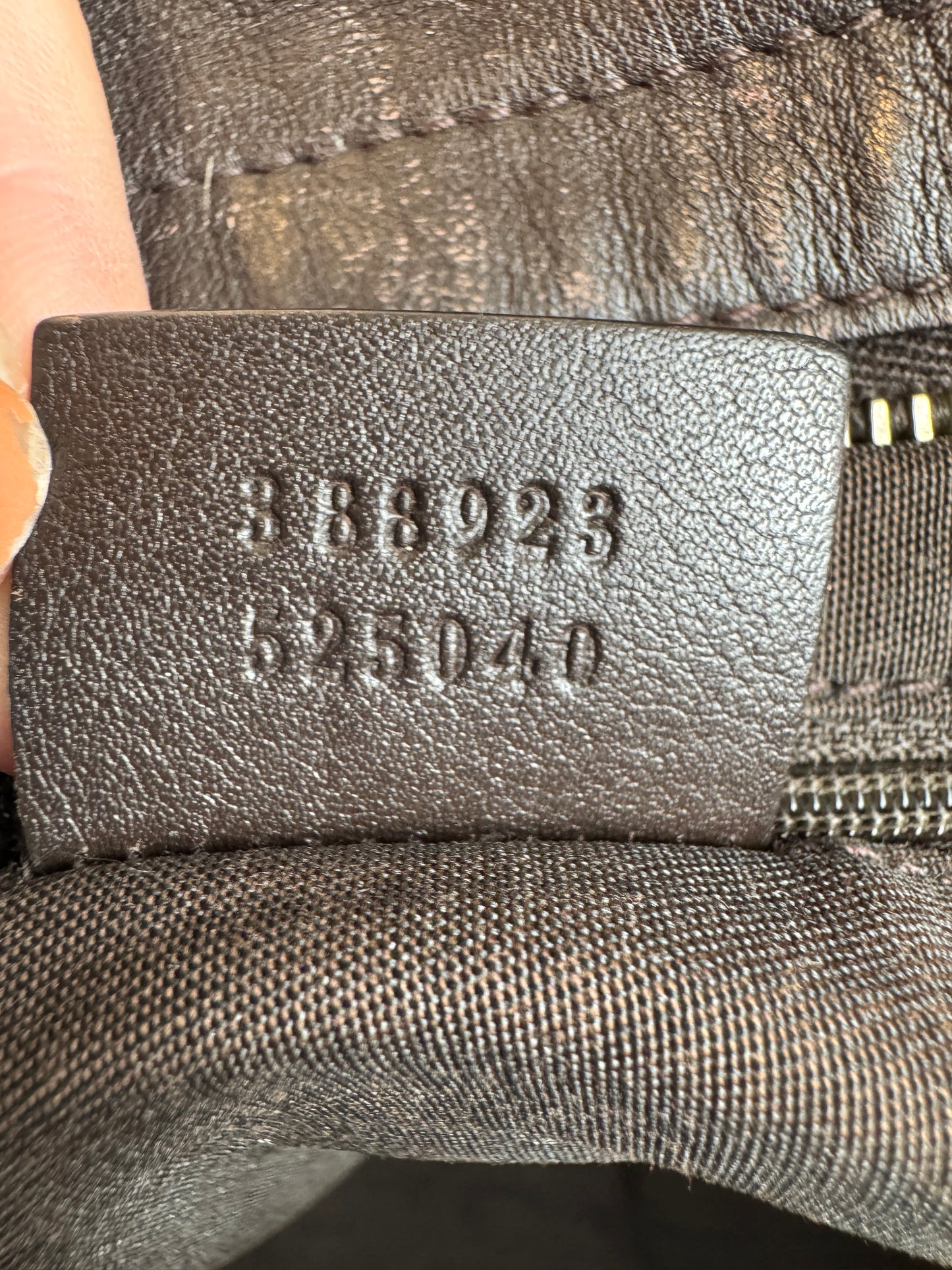 GUCCI Supreme Canvas Zip Top Dk Brown Tote