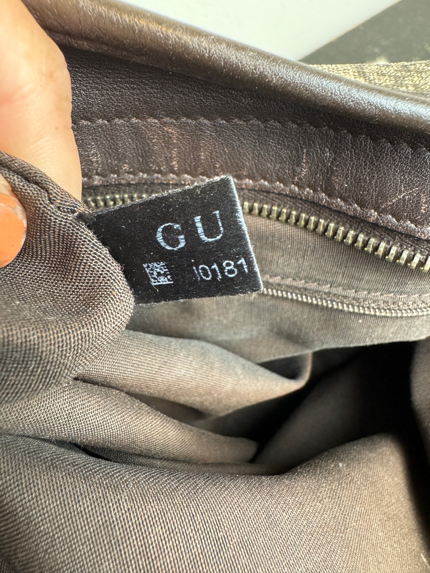 GUCCI Supreme Canvas Zip Top Dk Brown Tote