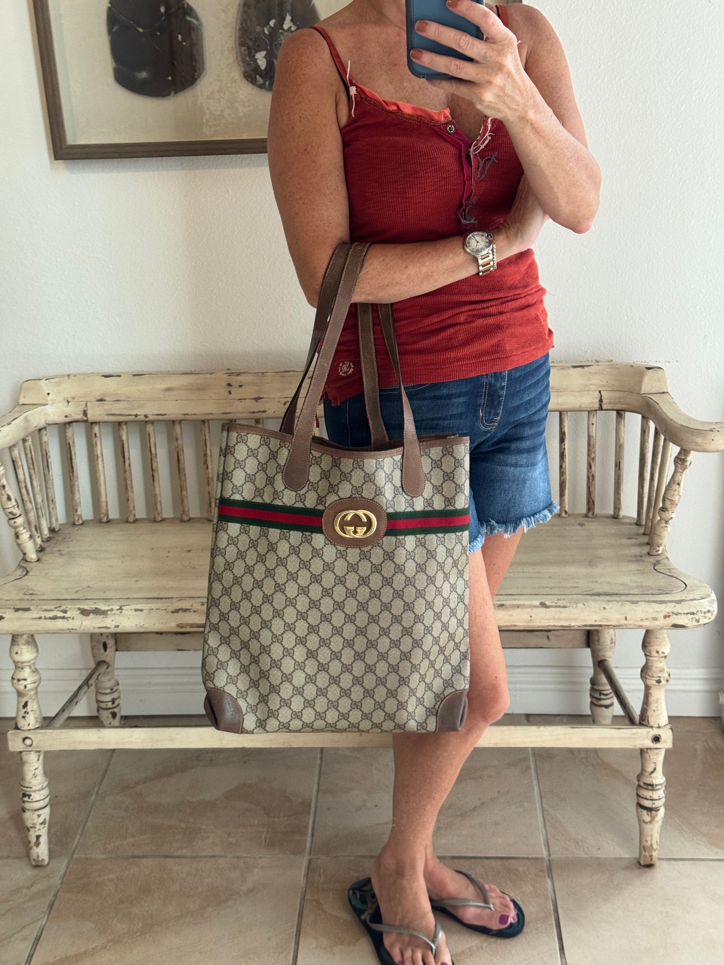 GUCCI Vintage Sherry Line Long Tote