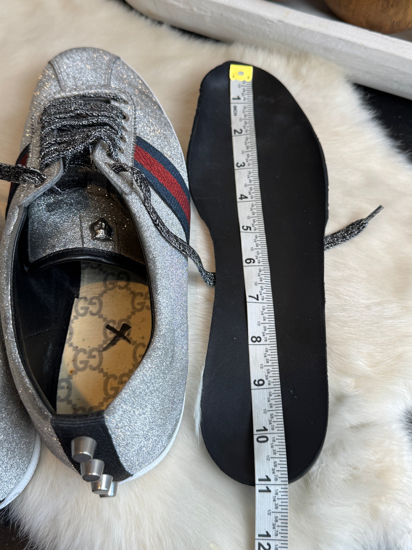 GUCCI Ace Silver Glitter Studded Size 9EU (42EU)