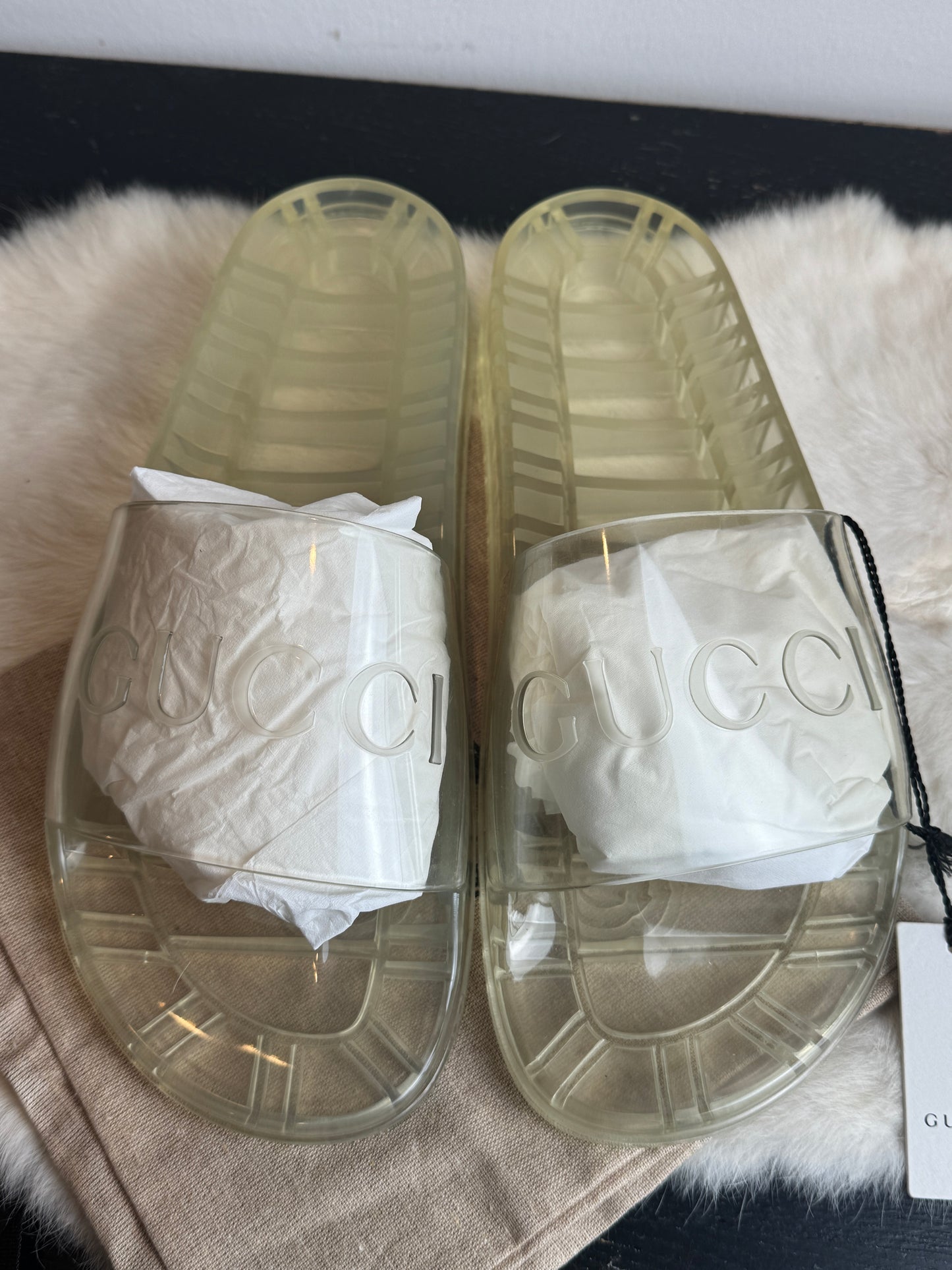 GUCCI Transparent Rubber Men's Slides