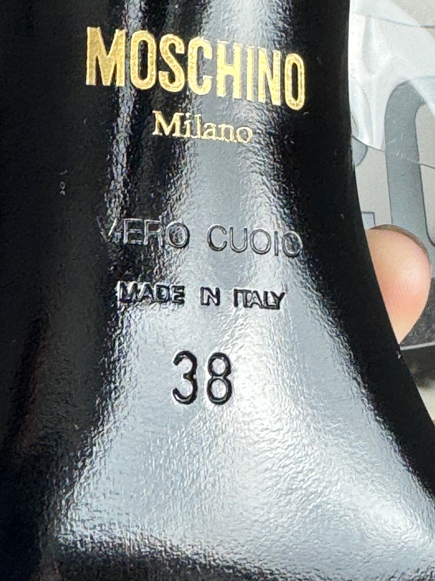 Moschino Couture Clear Black Logo Transparent Sandal Heels