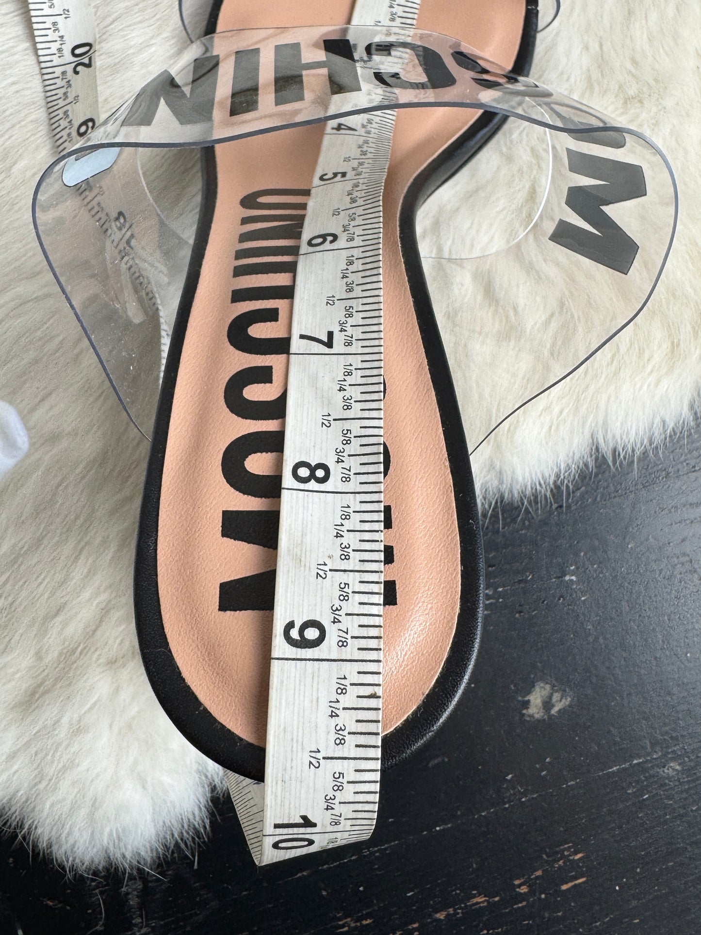 Moschino Couture Clear Black Logo Transparent Sandal Heels