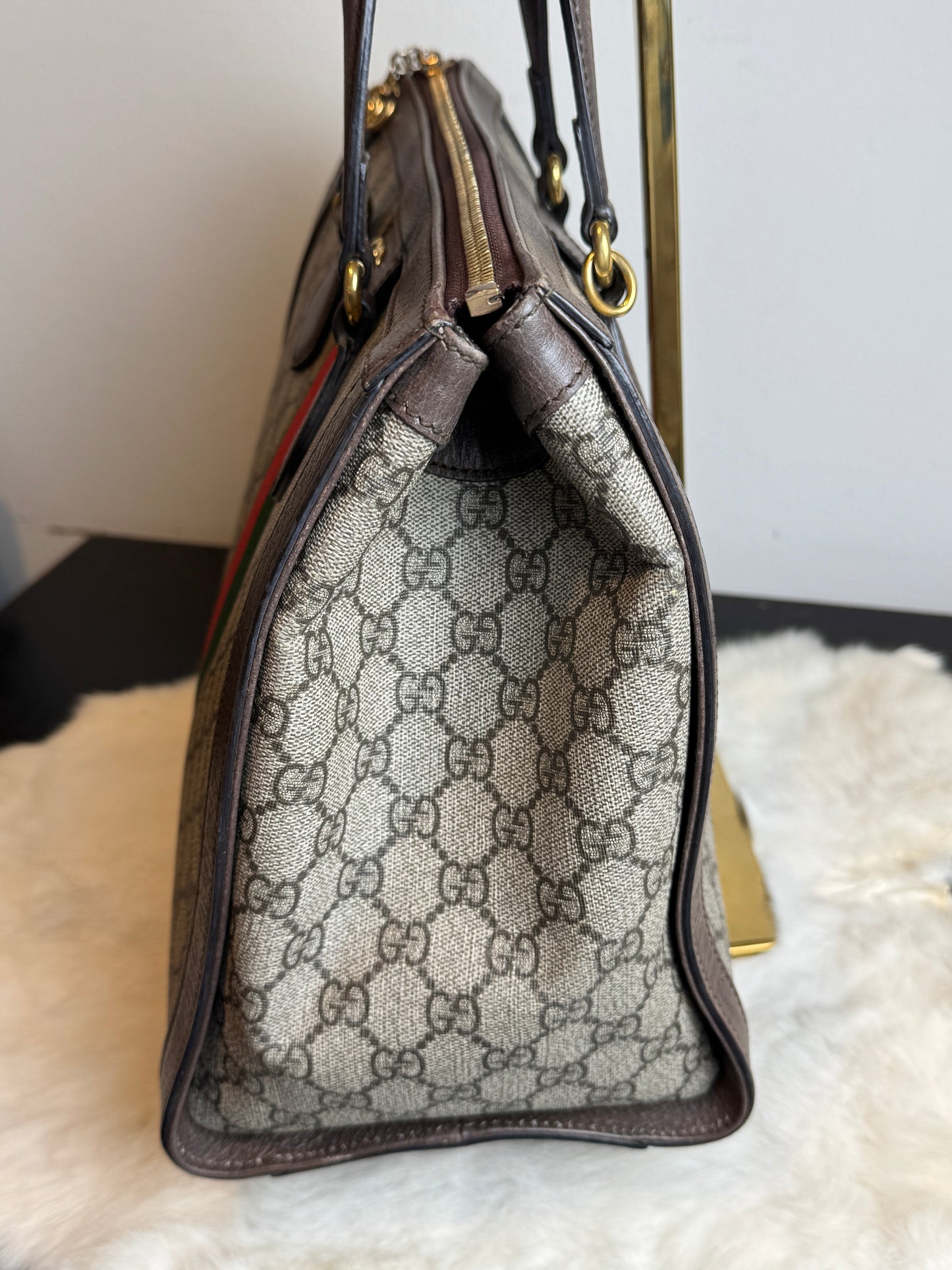 GUCCI Ophidia Supreme Canvas Zip Top Medium 2-Way Tote