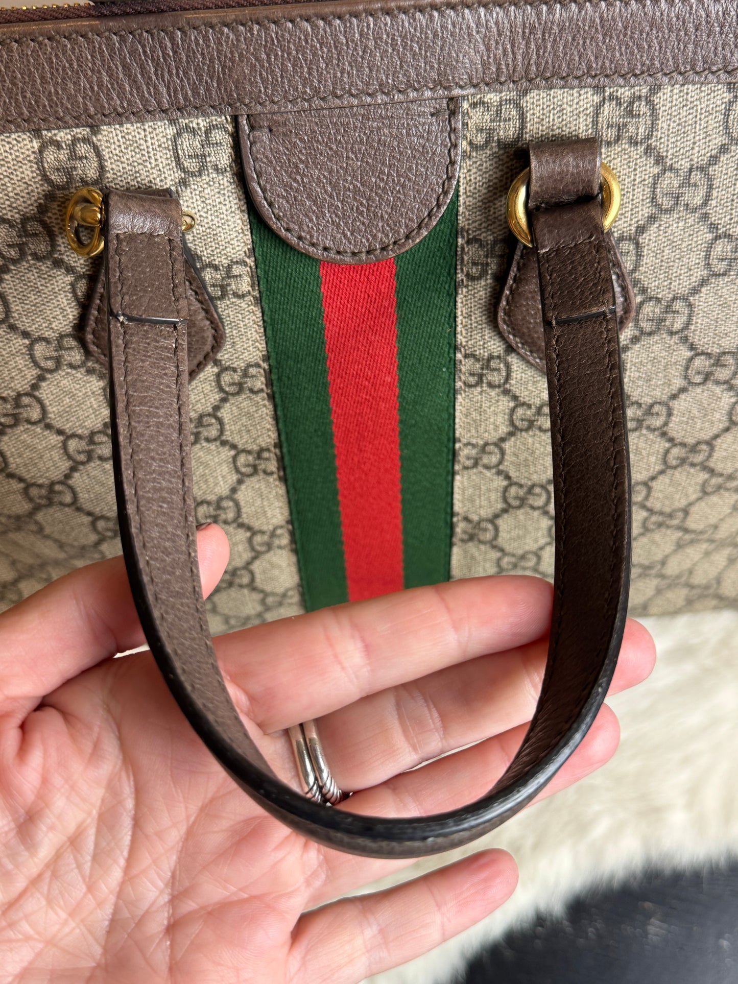 GUCCI Ophidia Supreme Canvas Zip Top Medium 2-Way Tote