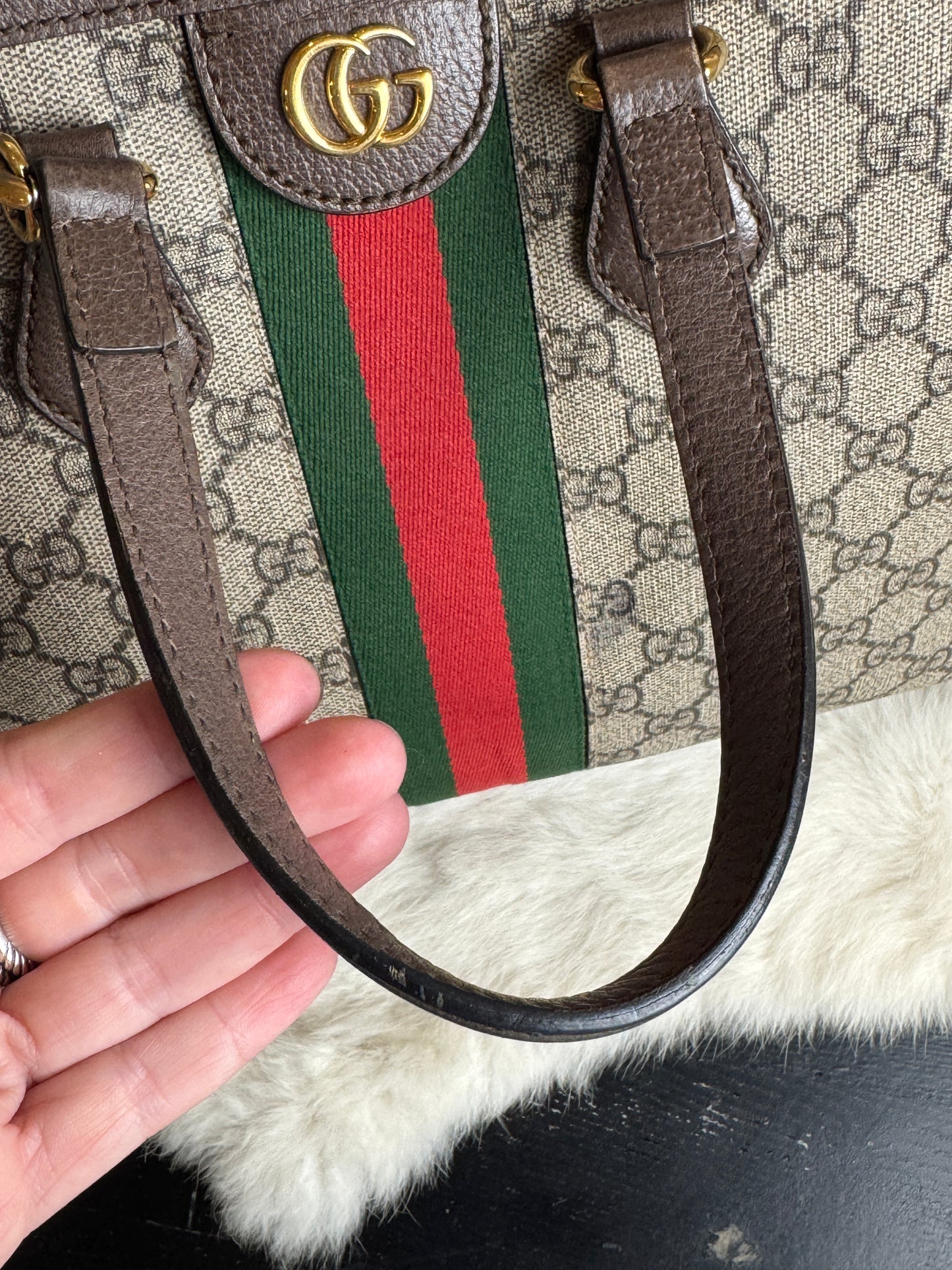 GUCCI Ophidia Supreme Canvas Zip Top Medium 2-Way Tote