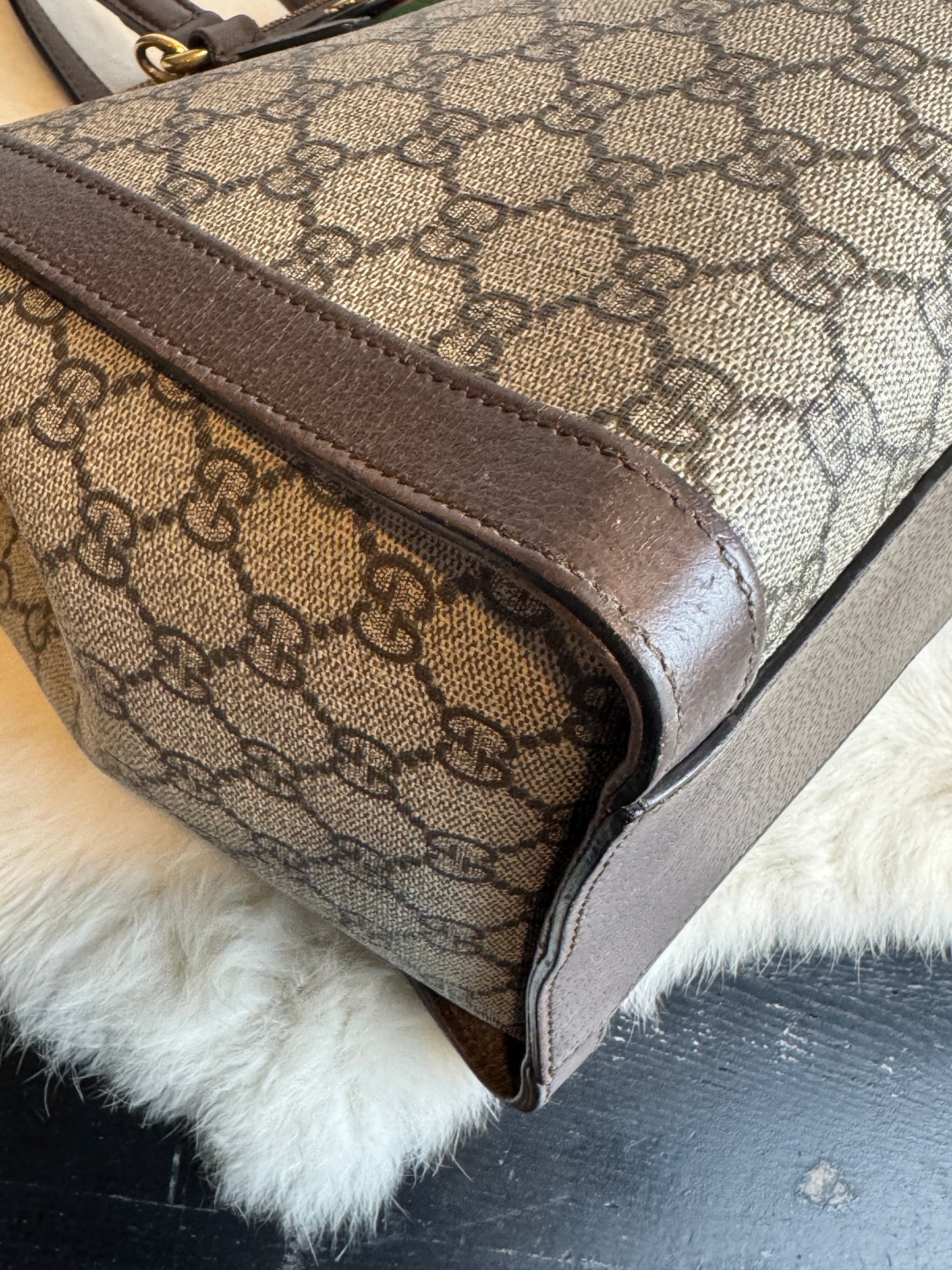 GUCCI Ophidia Supreme Canvas Zip Top Medium 2-Way Tote