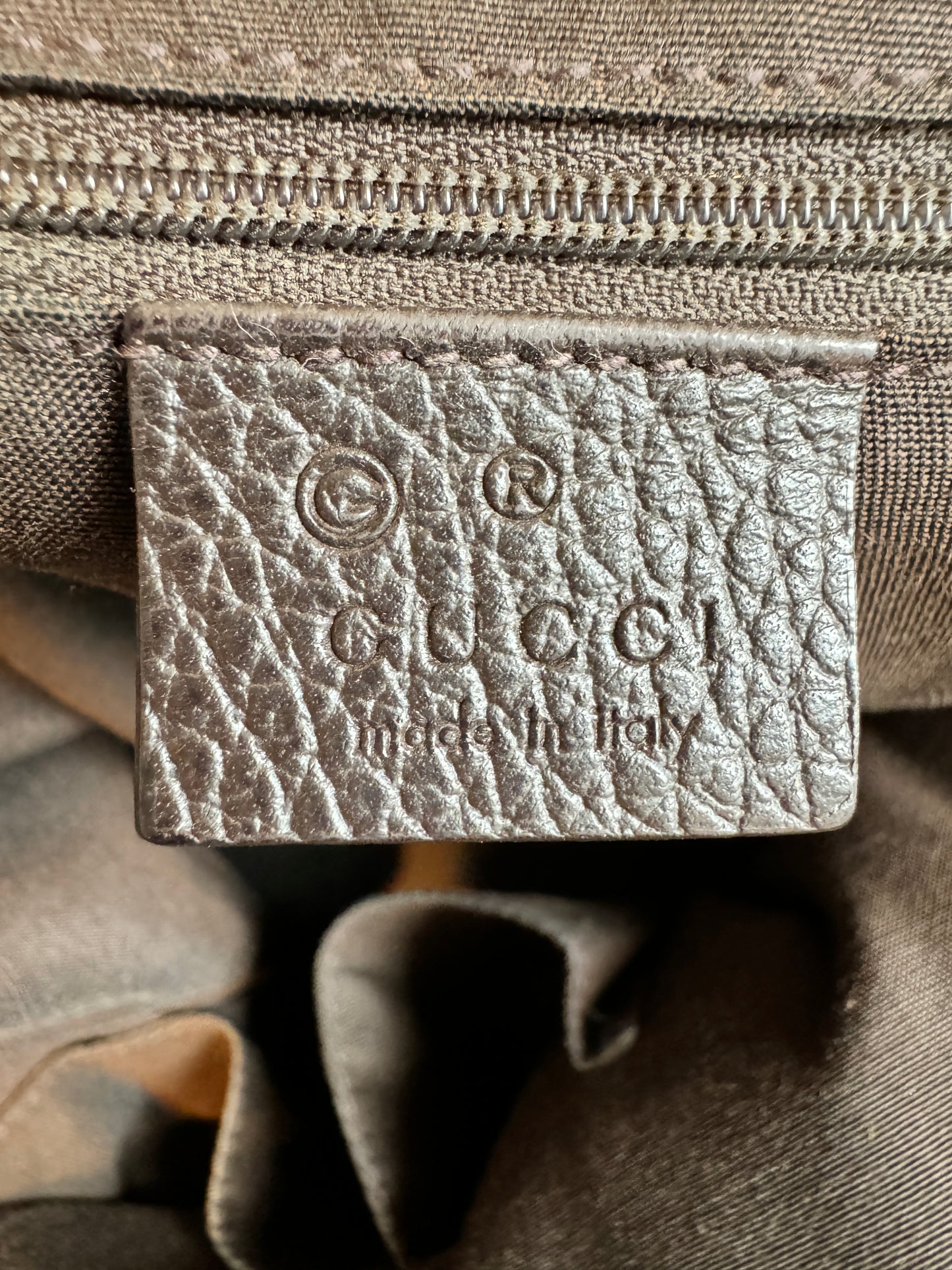 GUCCI DK Brown Canvas/Leather Large Dome Tote