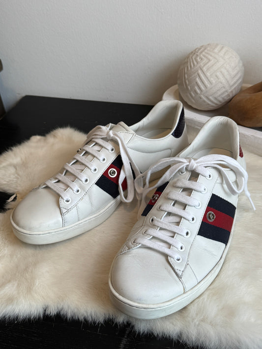 GUCCI Ace Navy/Red Web Snaps Sneakers Men's 8EU (41EU Women's)