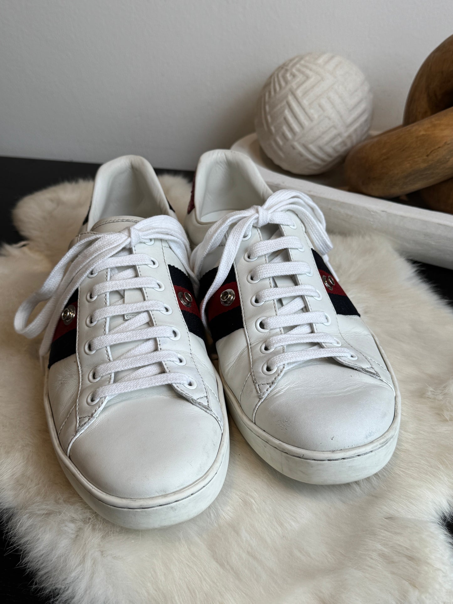 GUCCI Ace Navy/Red Web Snaps Sneakers Mens 8EU (41EU Womens)