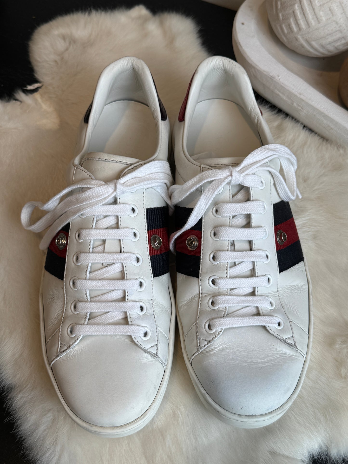 GUCCI Ace Navy/Red Web Snaps Sneakers Mens 8EU (41EU Womens)