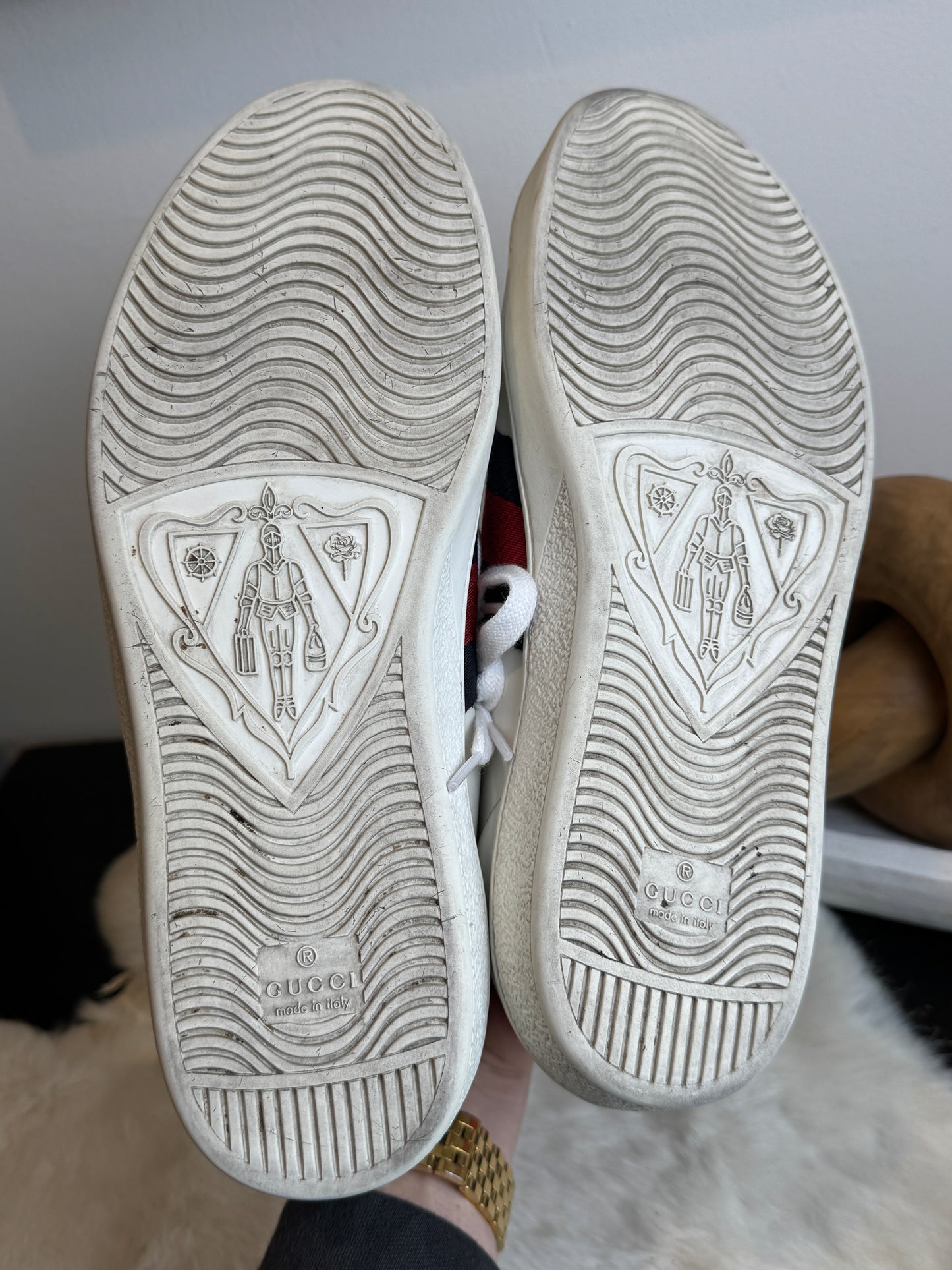 GUCCI Ace Navy/Red Web Snaps Sneakers Mens 8EU (41EU Womens)