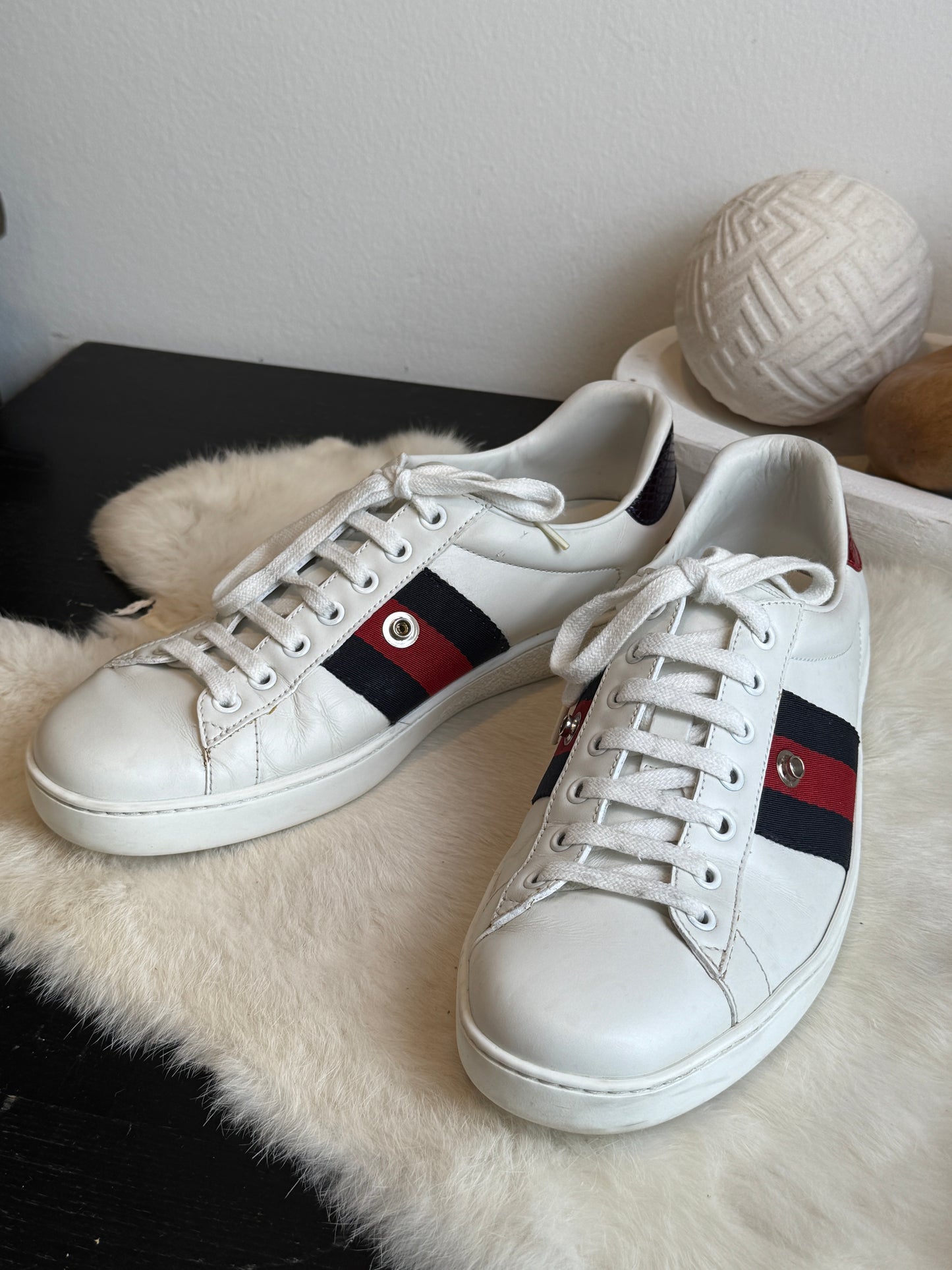 GUCCI Ace Navy/Red Web Snaps Sneakers Men's 6EU (Women's 39EU)