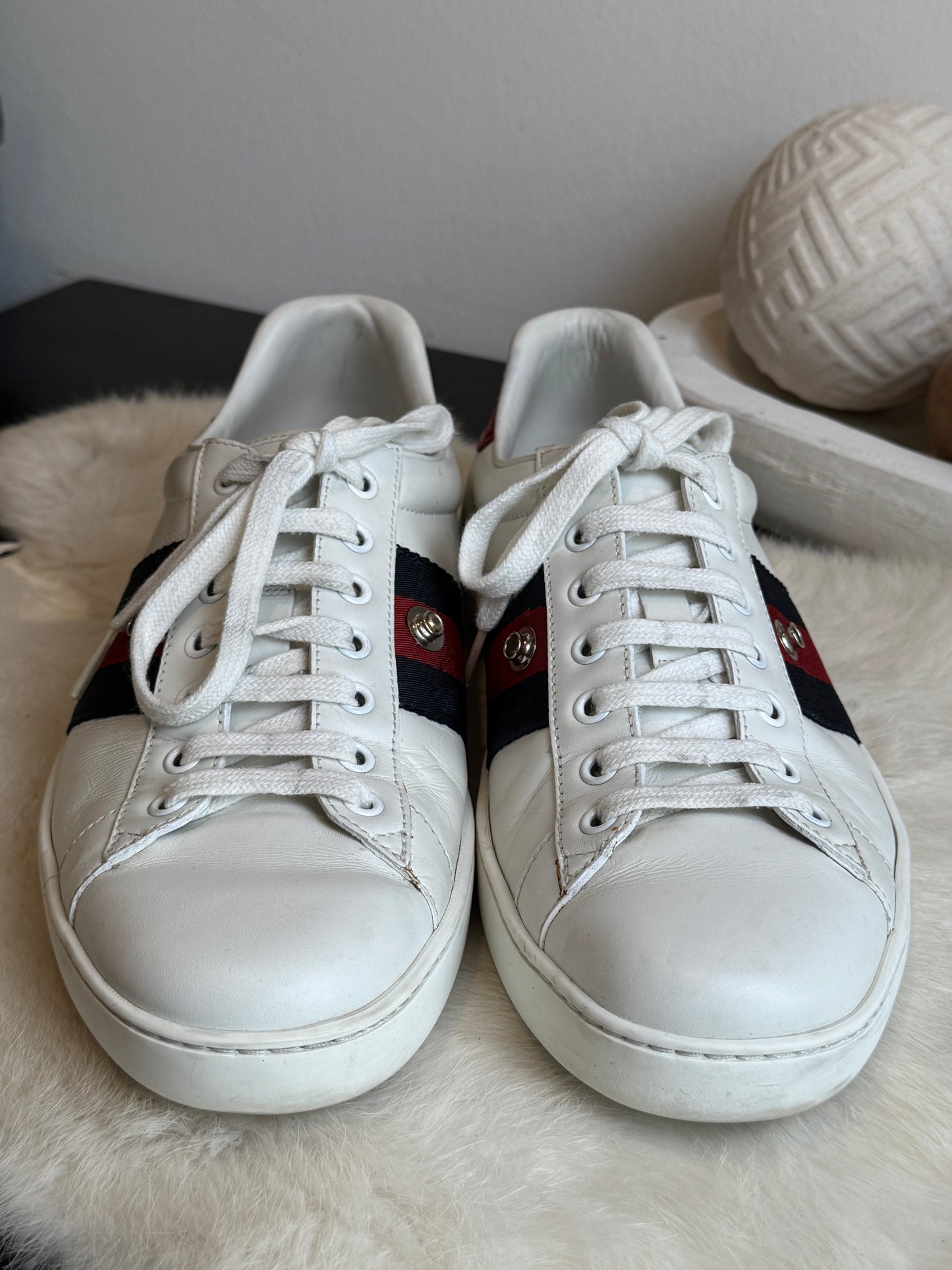 GUCCI Ace Navy/Red Web Snaps Sneakers Men's 6EU (Women's 39EU)