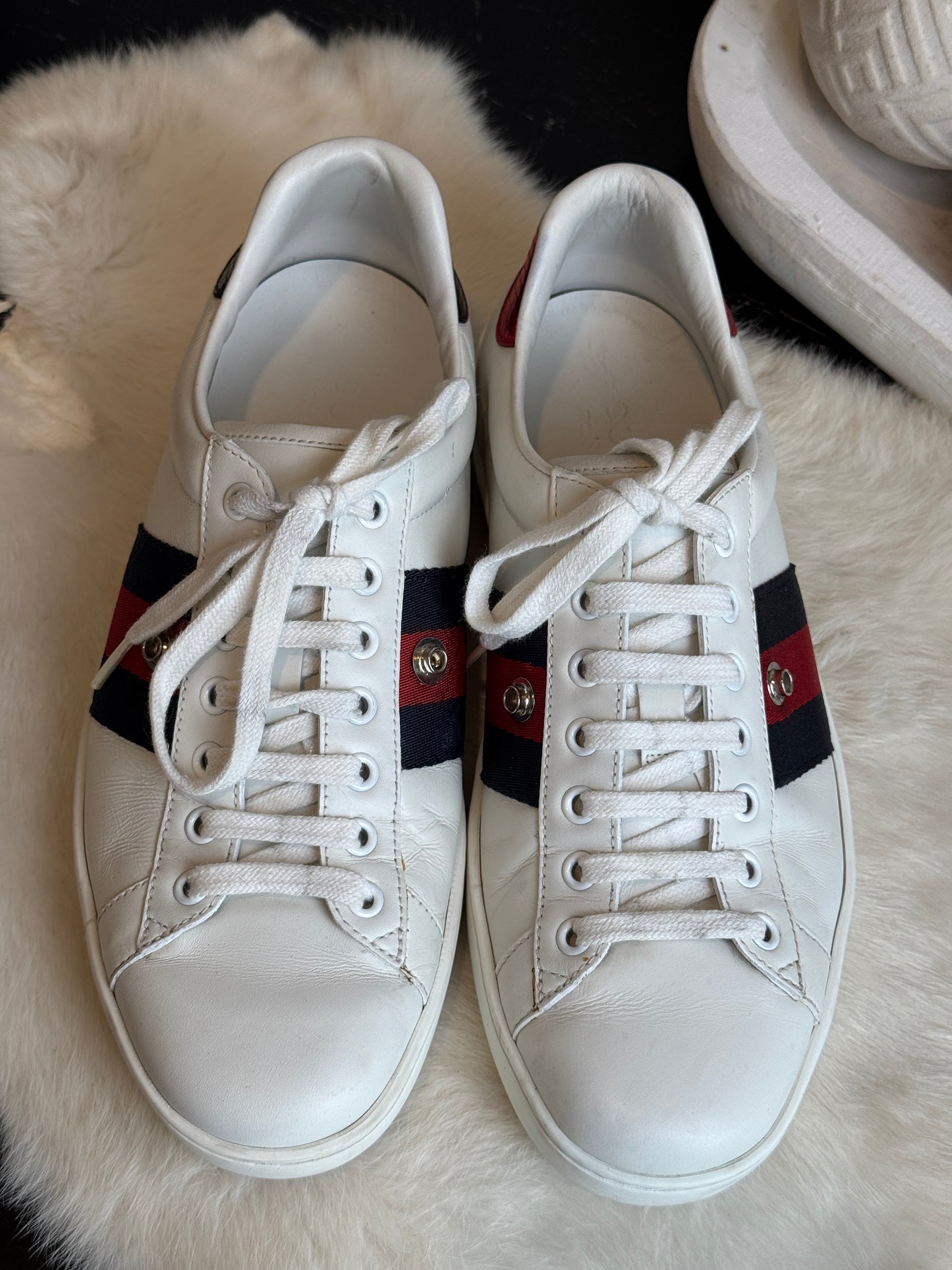 GUCCI Ace Navy/Red Web Snaps Sneakers Men's 6EU (Women's 39EU)