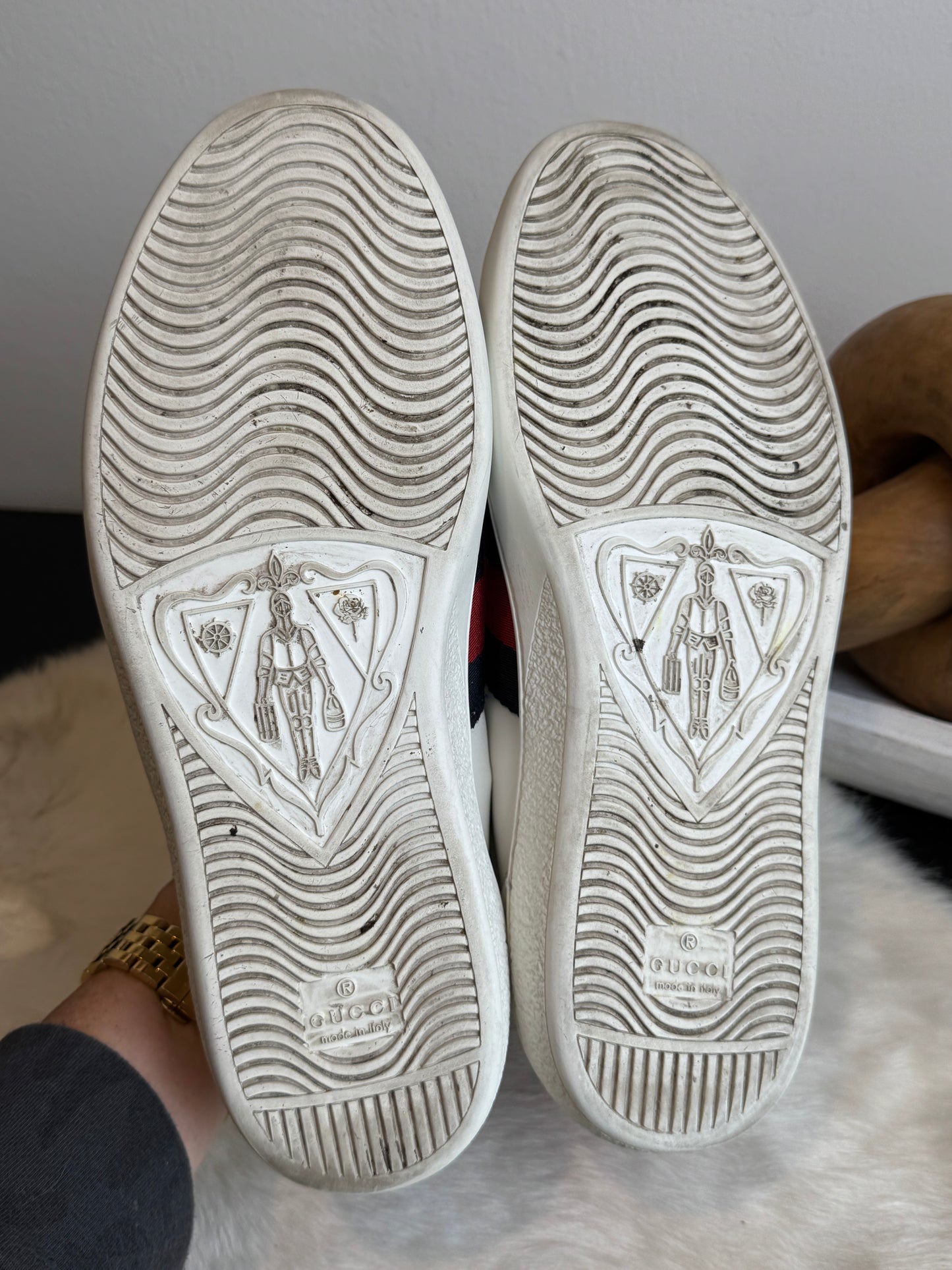 GUCCI Ace Navy/Red Web Snaps Sneakers Men's 6EU (Women's 39EU)