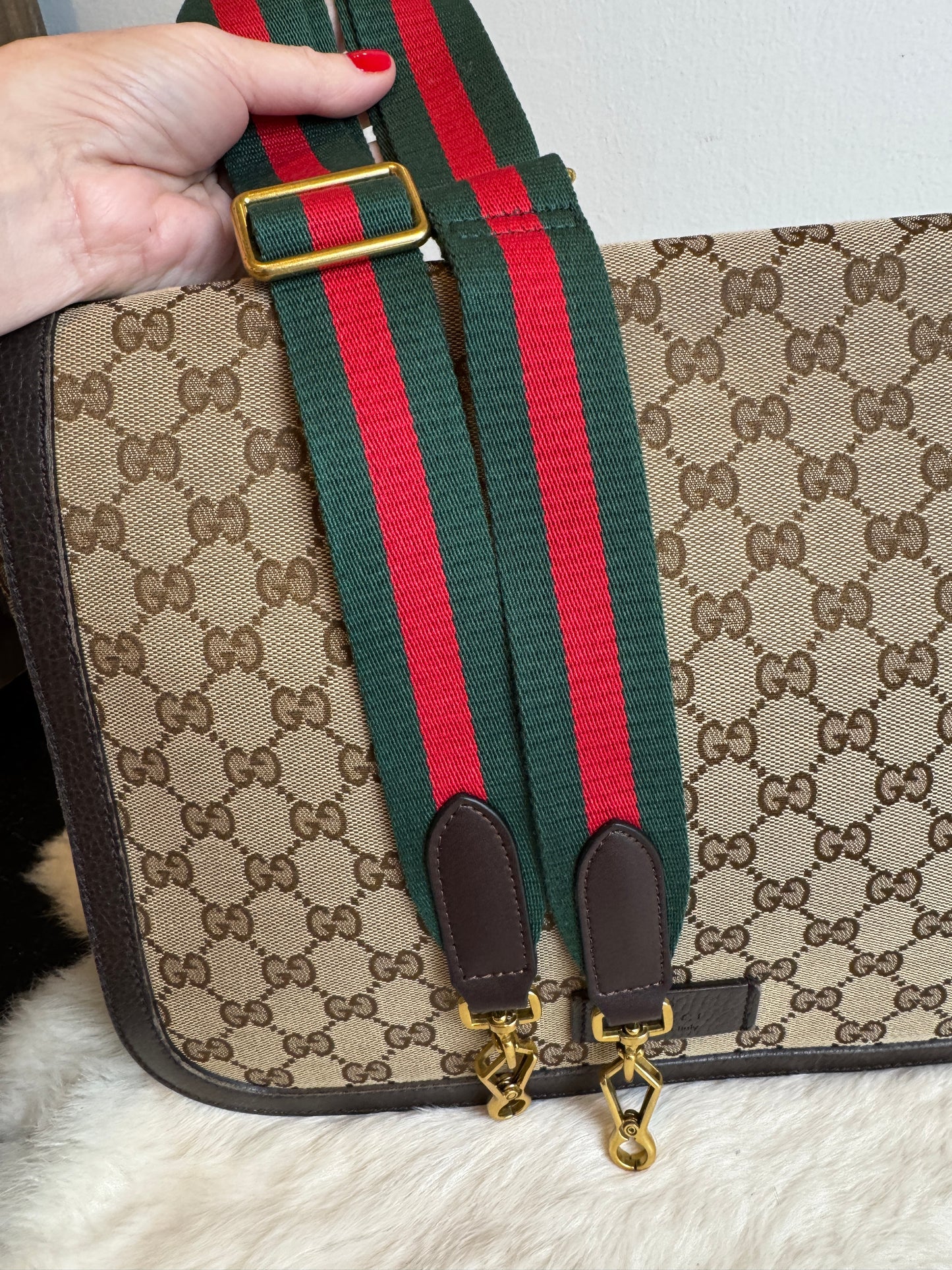 GUCCI Monogram Brown Canvas Large Messenger Bag